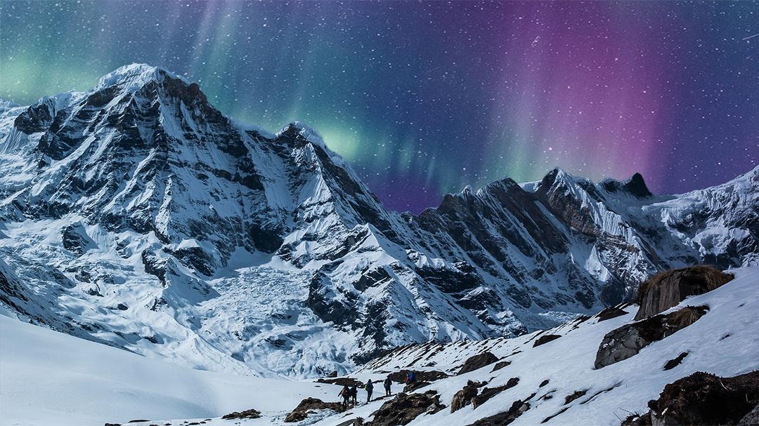 composite mountains with northern lights - image 1 - student project