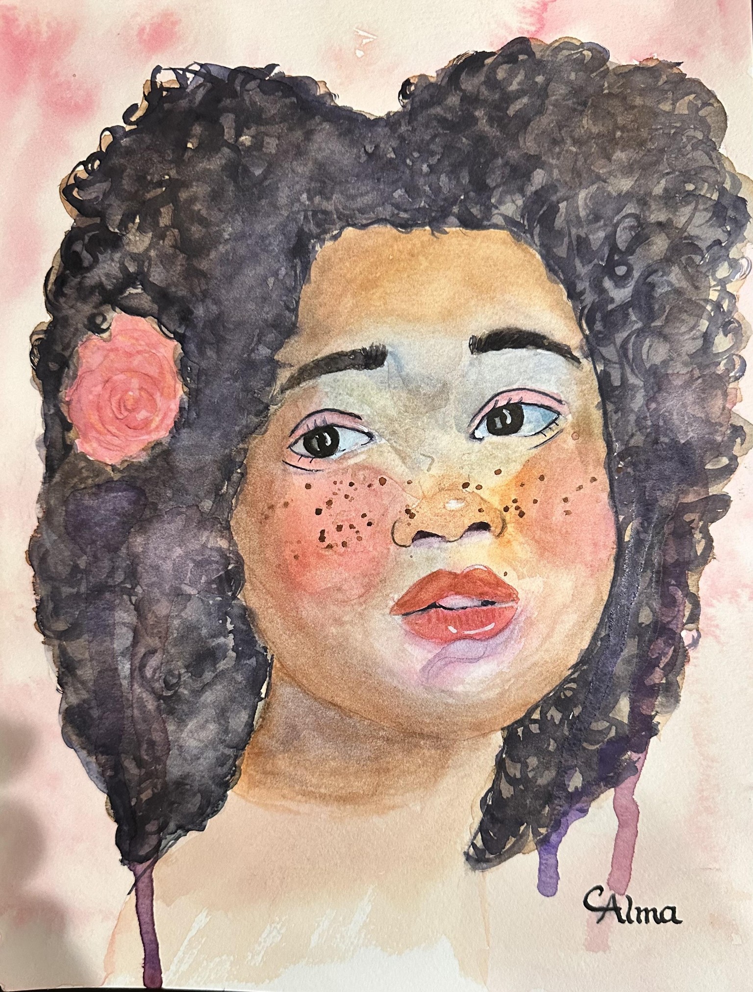 Watercolor Portrait of a Young Girl - image 1 - student project