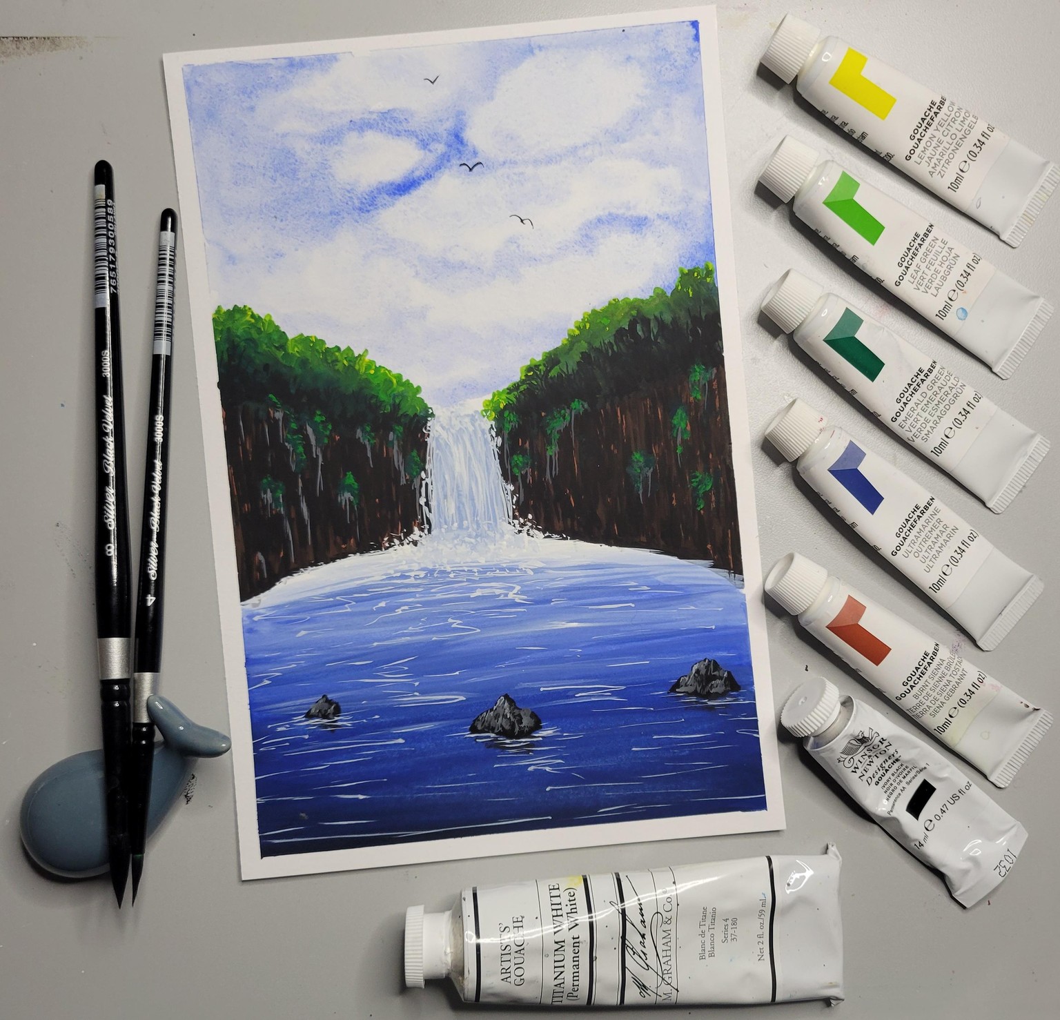 Gouache Waterfalls - image 1 - student project