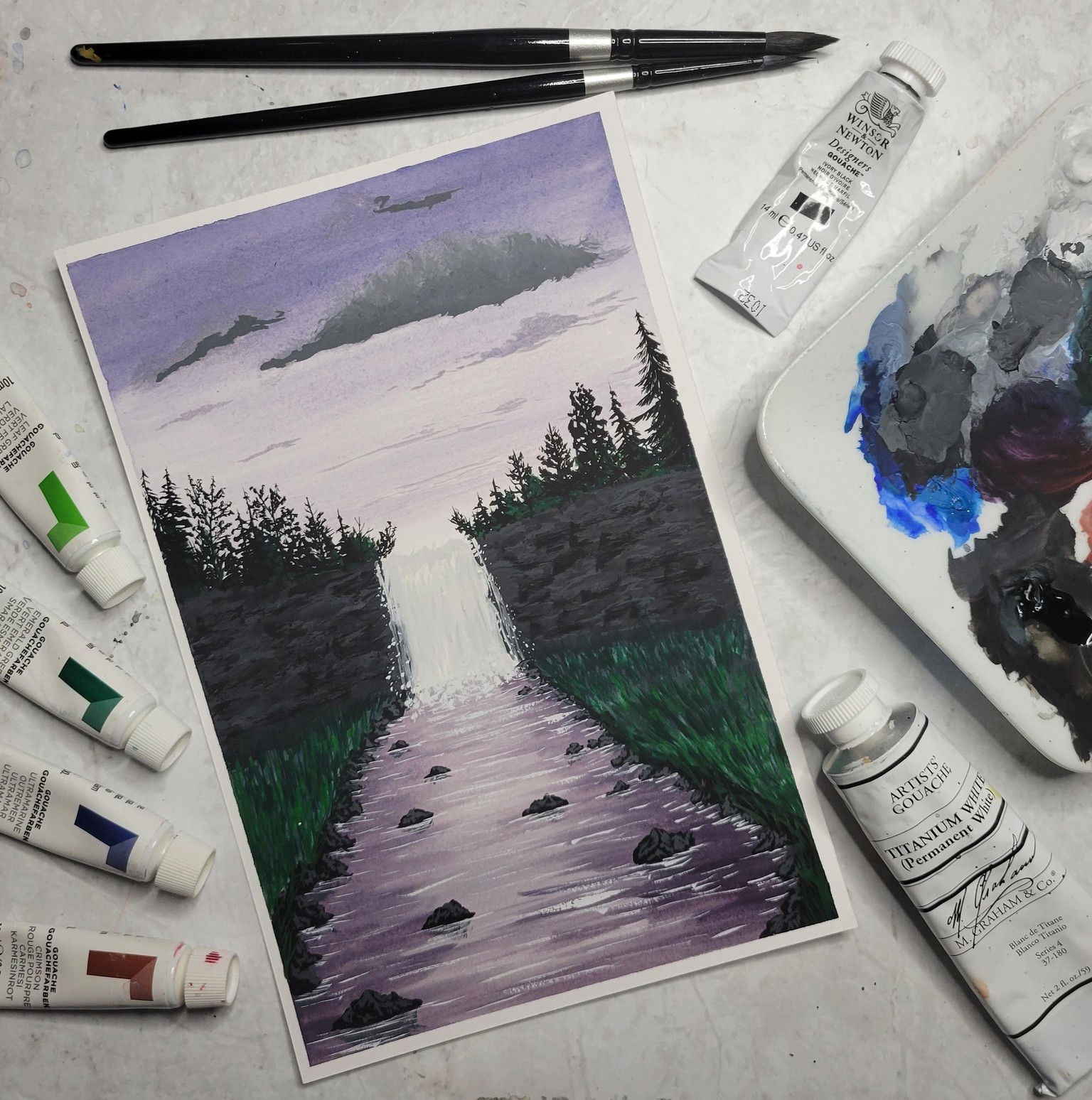 Gouache Waterfalls - image 2 - student project