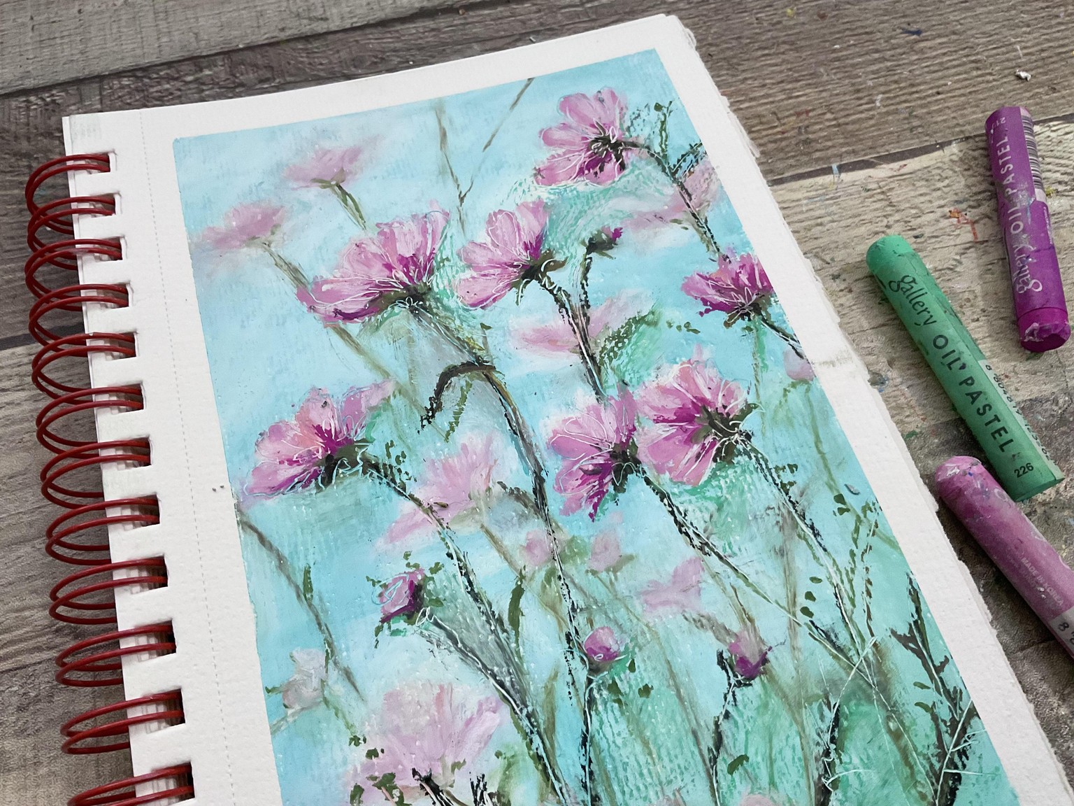 Oil pastel flowers - image 1 - student project