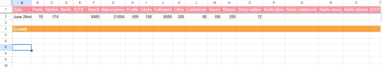 My Social Media Insights Spreadsheet - image 1 - student project
