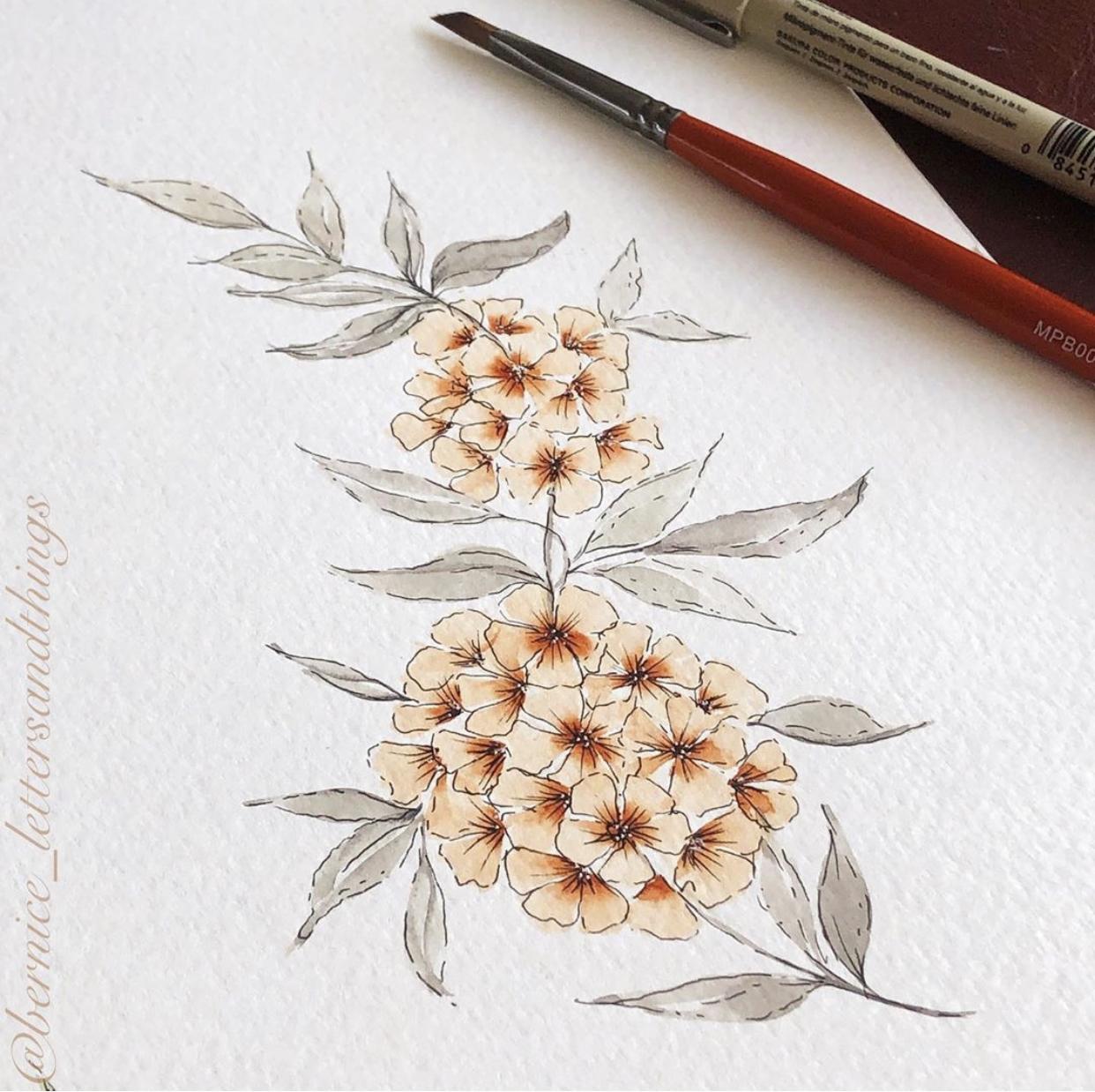 Watercolor floral stems - image 3 - student project