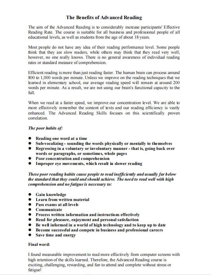 Advanced Reading Results - image 1 - student project