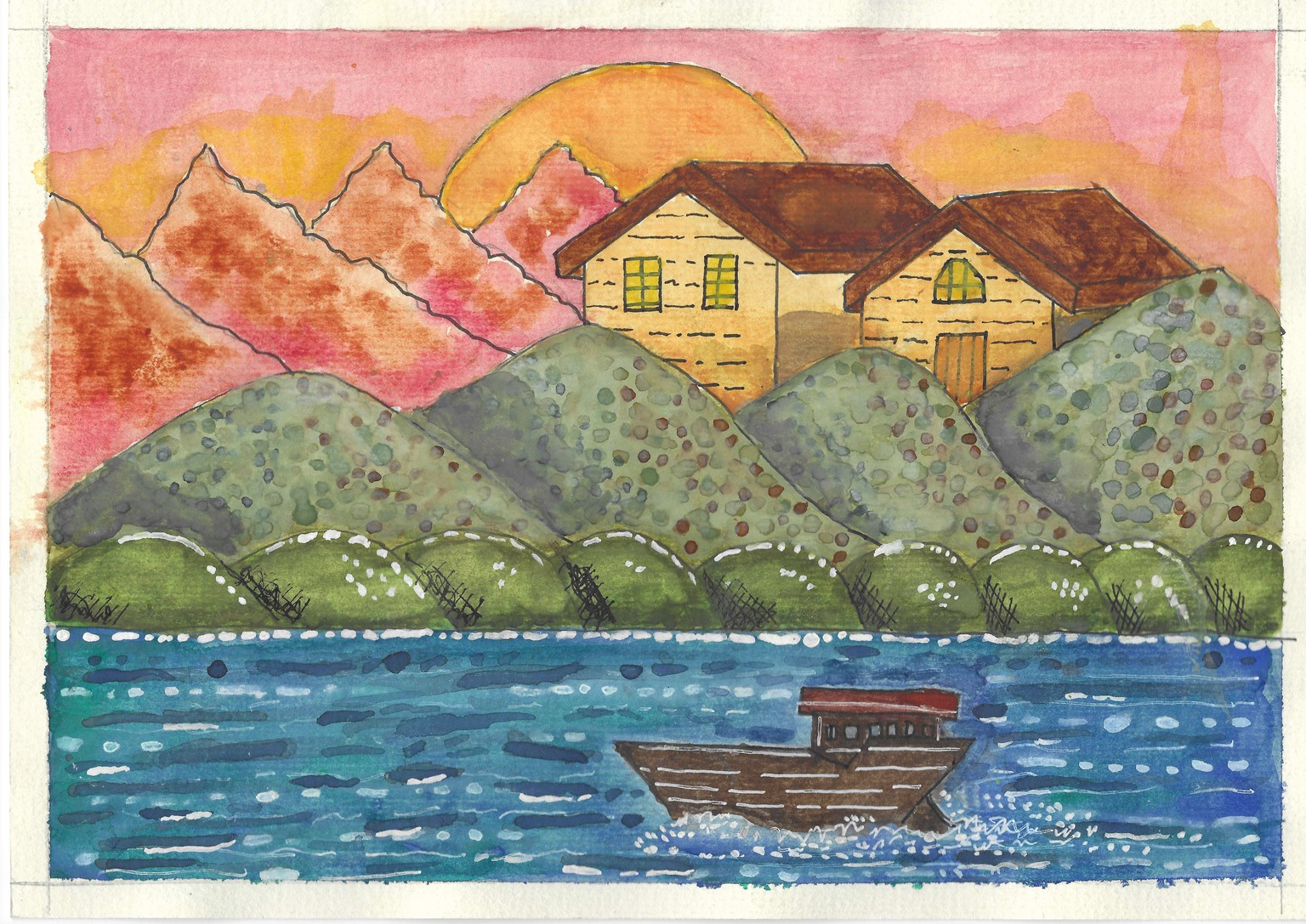Mount Arayat - watercolour painting - image 2 - student project