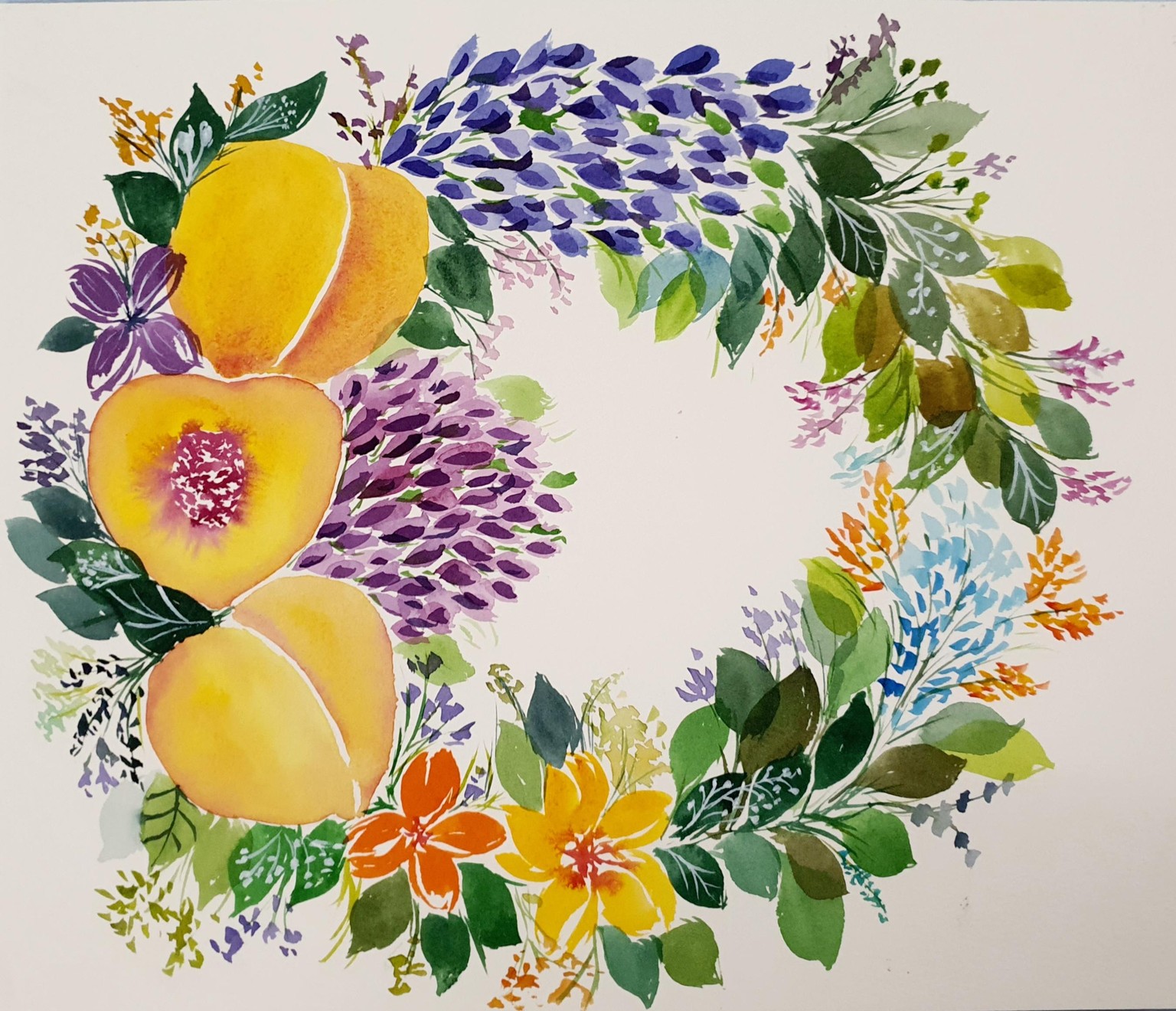 Watercolor Fruits and Florals Wreaths - image 4 - student project