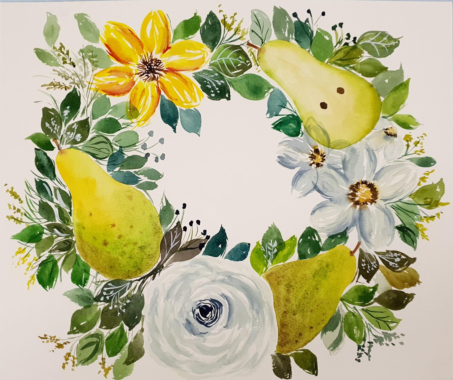 Watercolor Fruits and Florals Wreaths - image 2 - student project