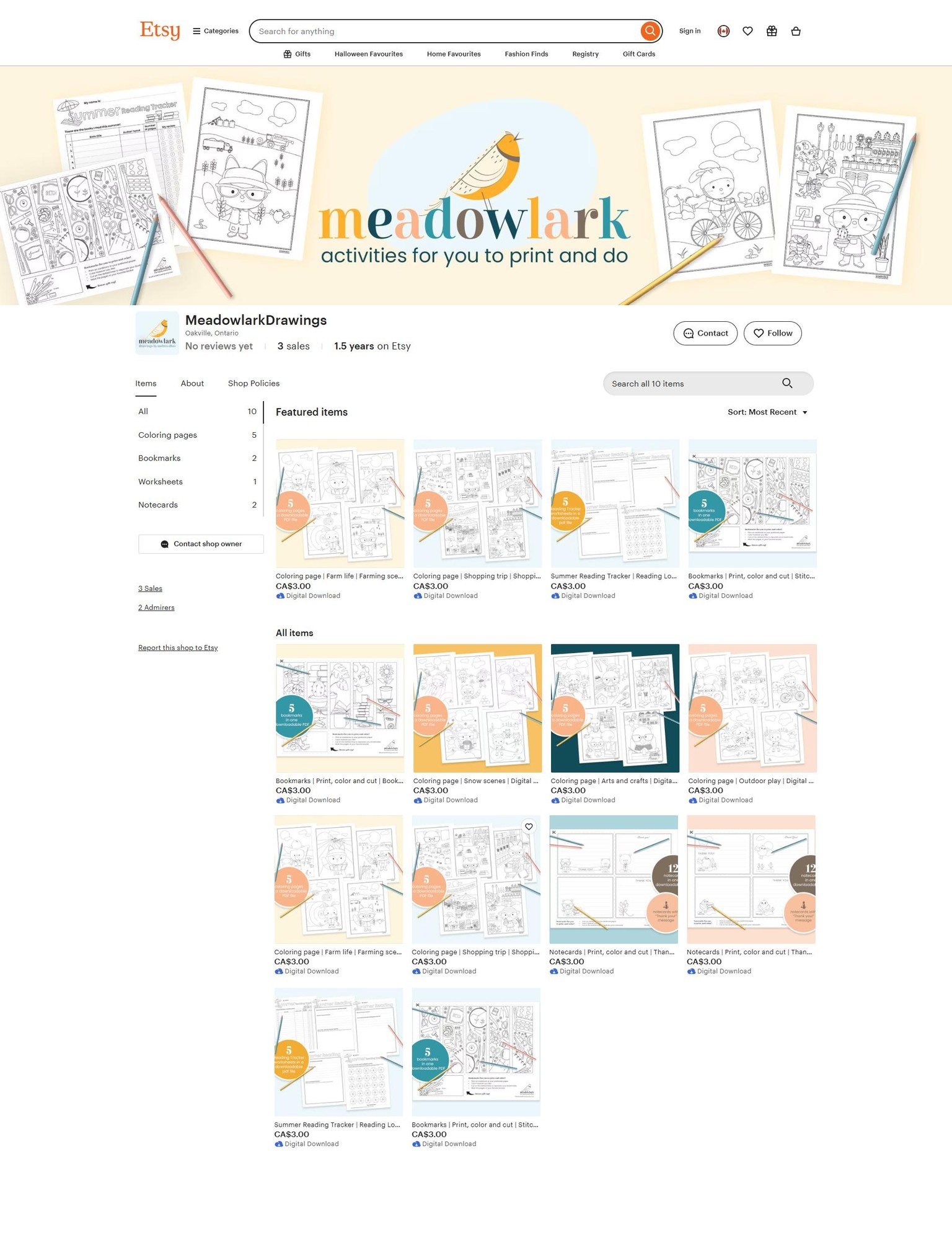 MeadowlarkDrawings etsy shop - image 1 - student project