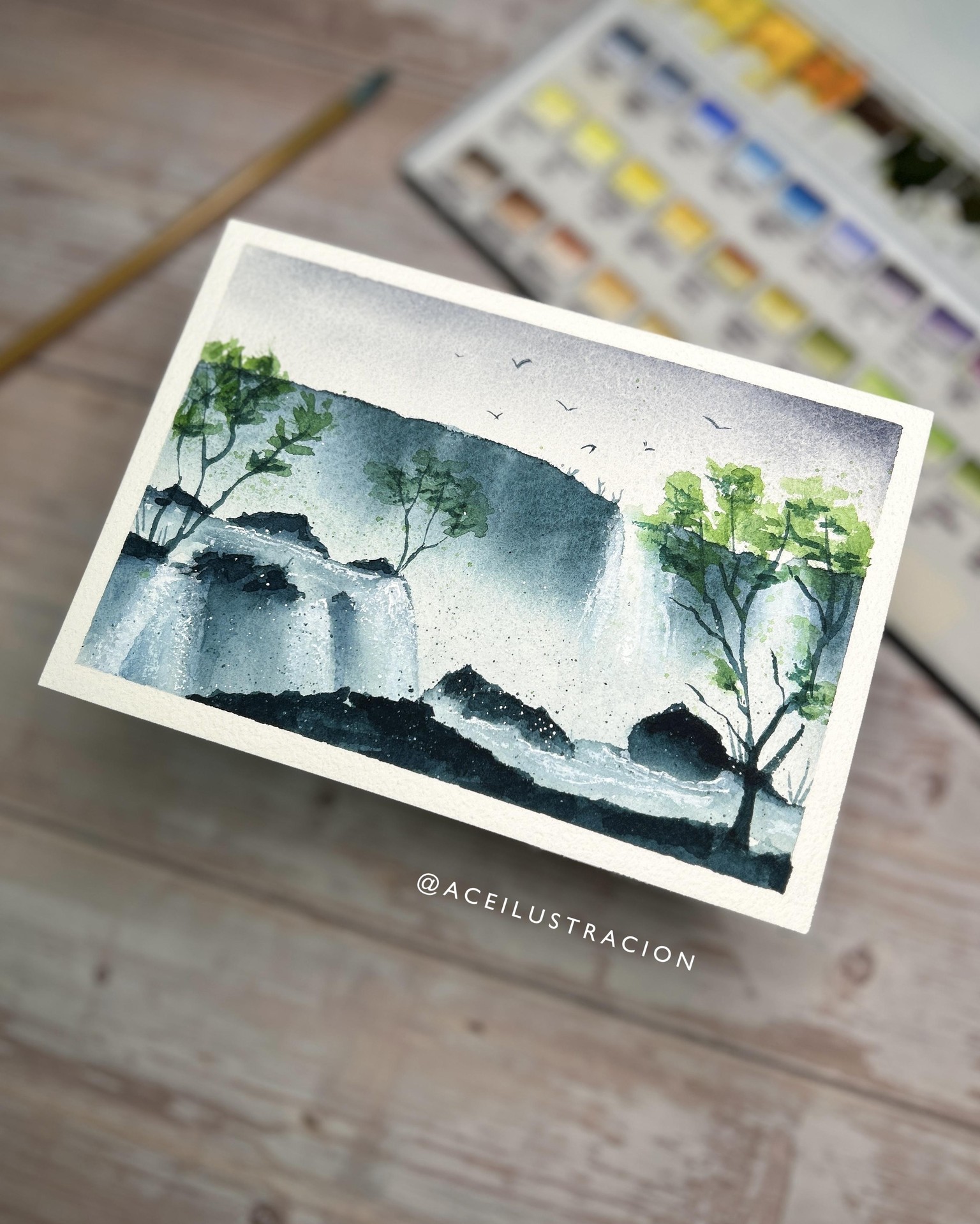 Near and Far - Watercolor Waterfalls - image 1 - student project
