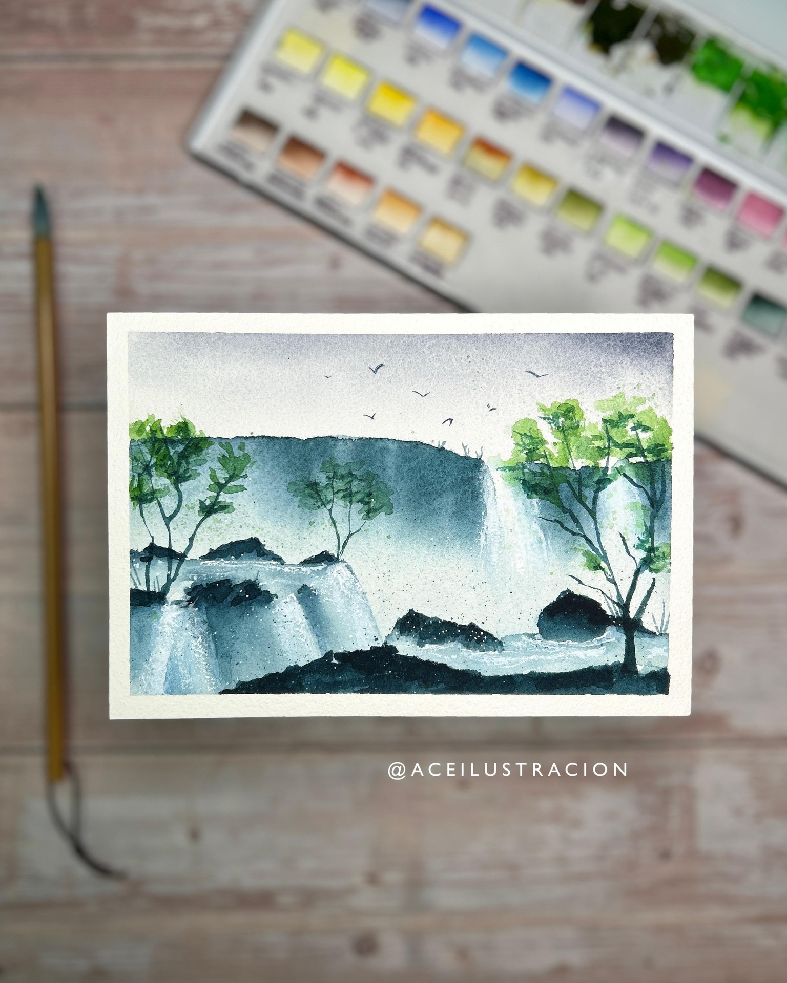 Near and Far - Watercolor Waterfalls - image 2 - student project