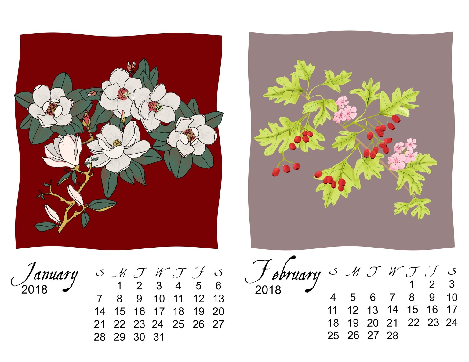 2018 Calendar Months-Jan, Feb - image 1 - student project