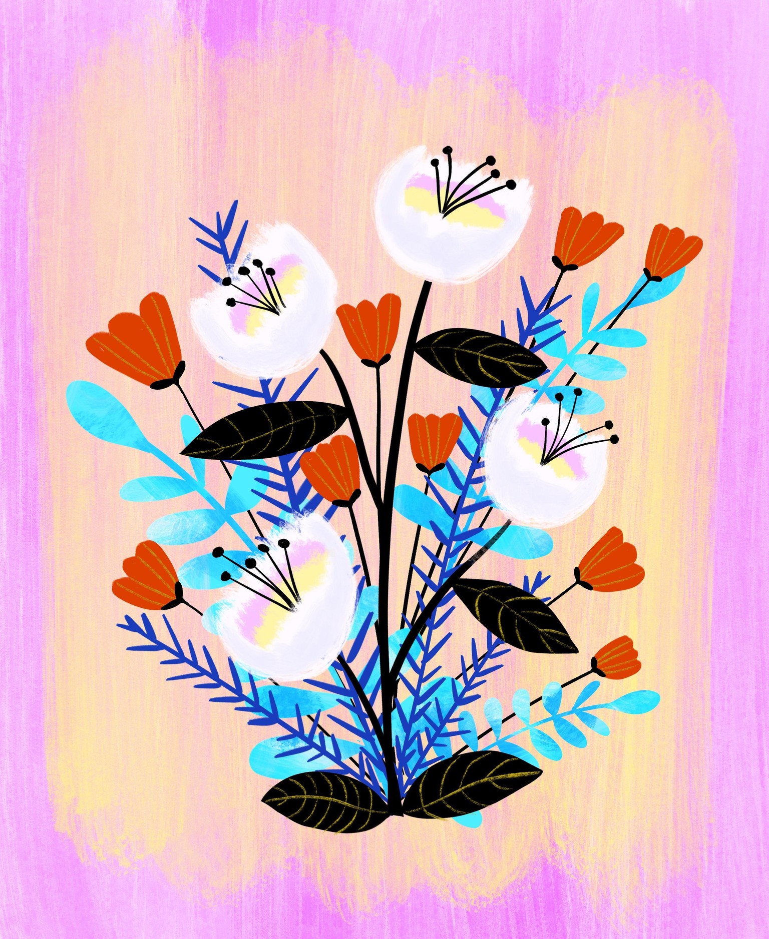 More Gouache Flowers - image 1 - student project