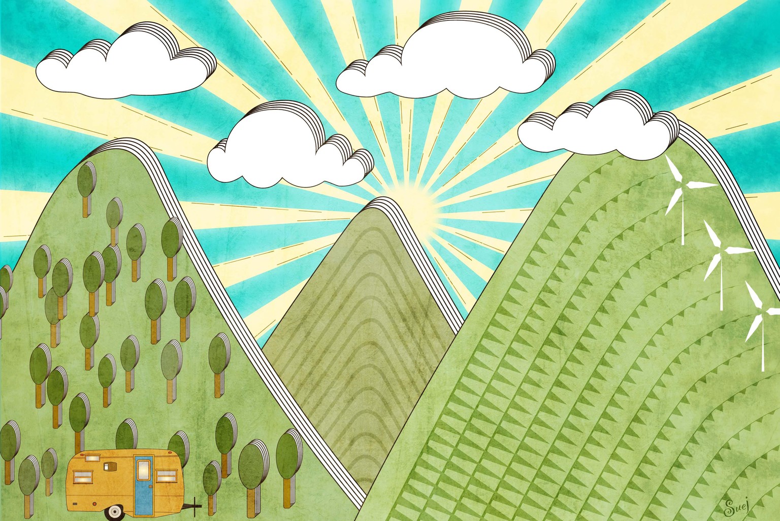 Retro Landscape with Camper - image 1 - student project