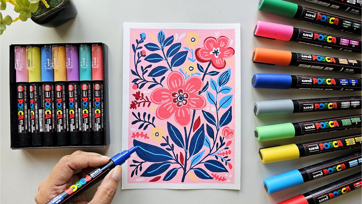 Mastering Floral Painting with Posca Markers: Step-by-Step Guide to Vibrant Art - image 1 - student project