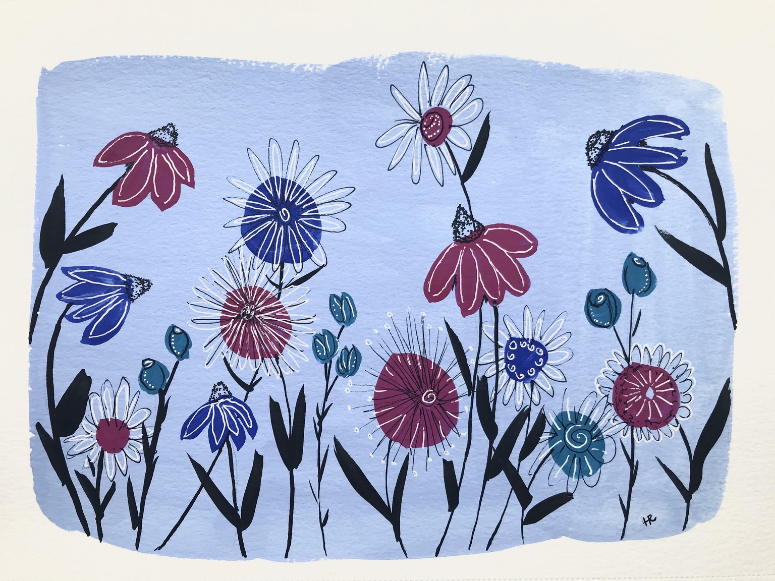 Gouache Flower Doodles - image 1 - student project