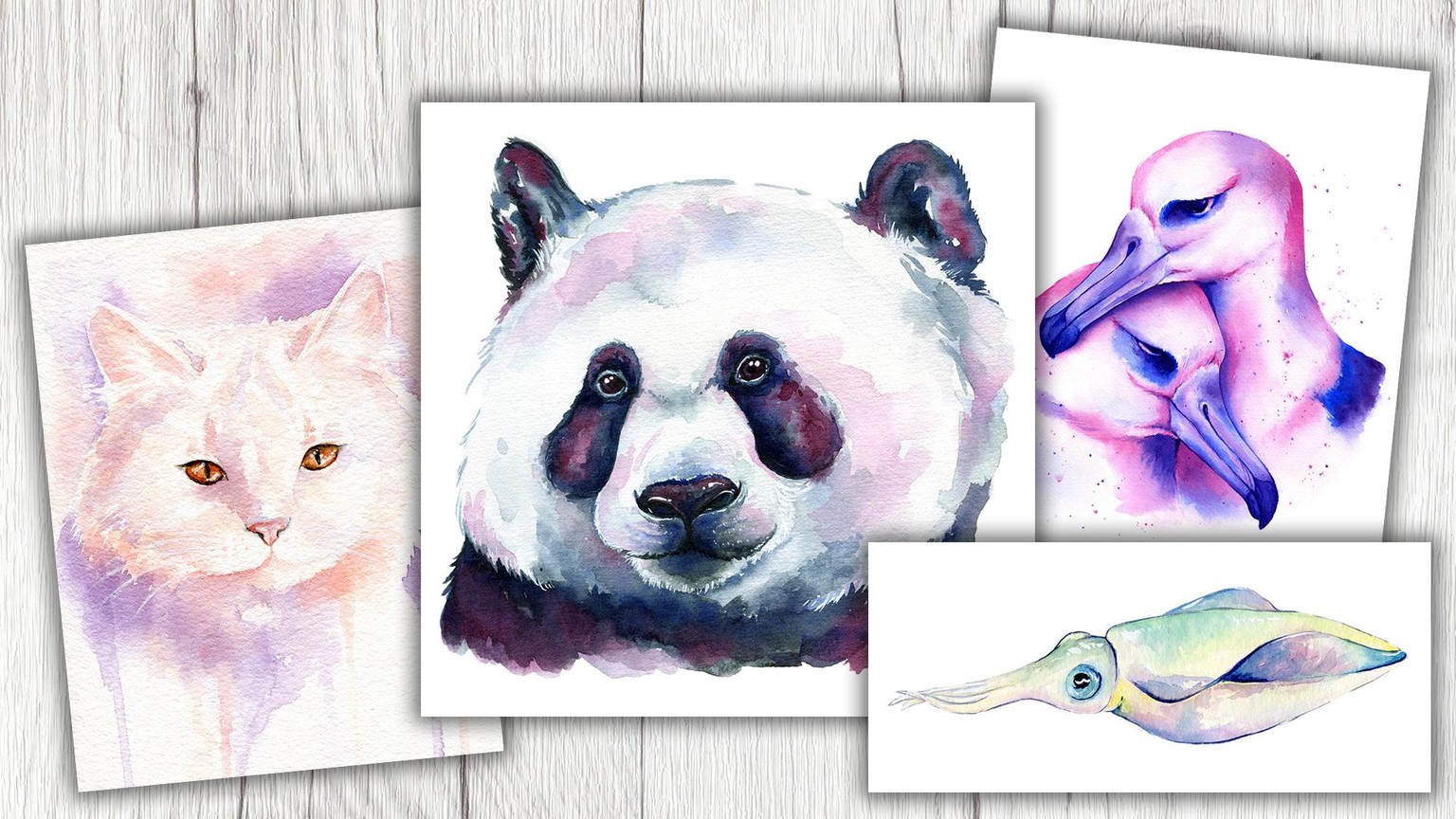 White Animals in Watercolor - image 8 - student project