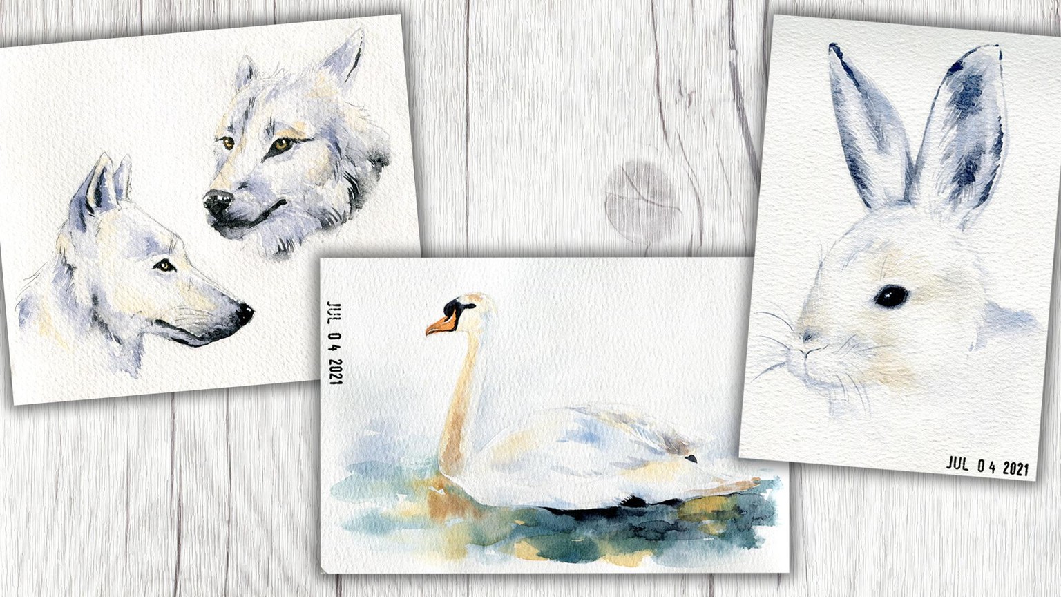 White Animals in Watercolor - image 10 - student project