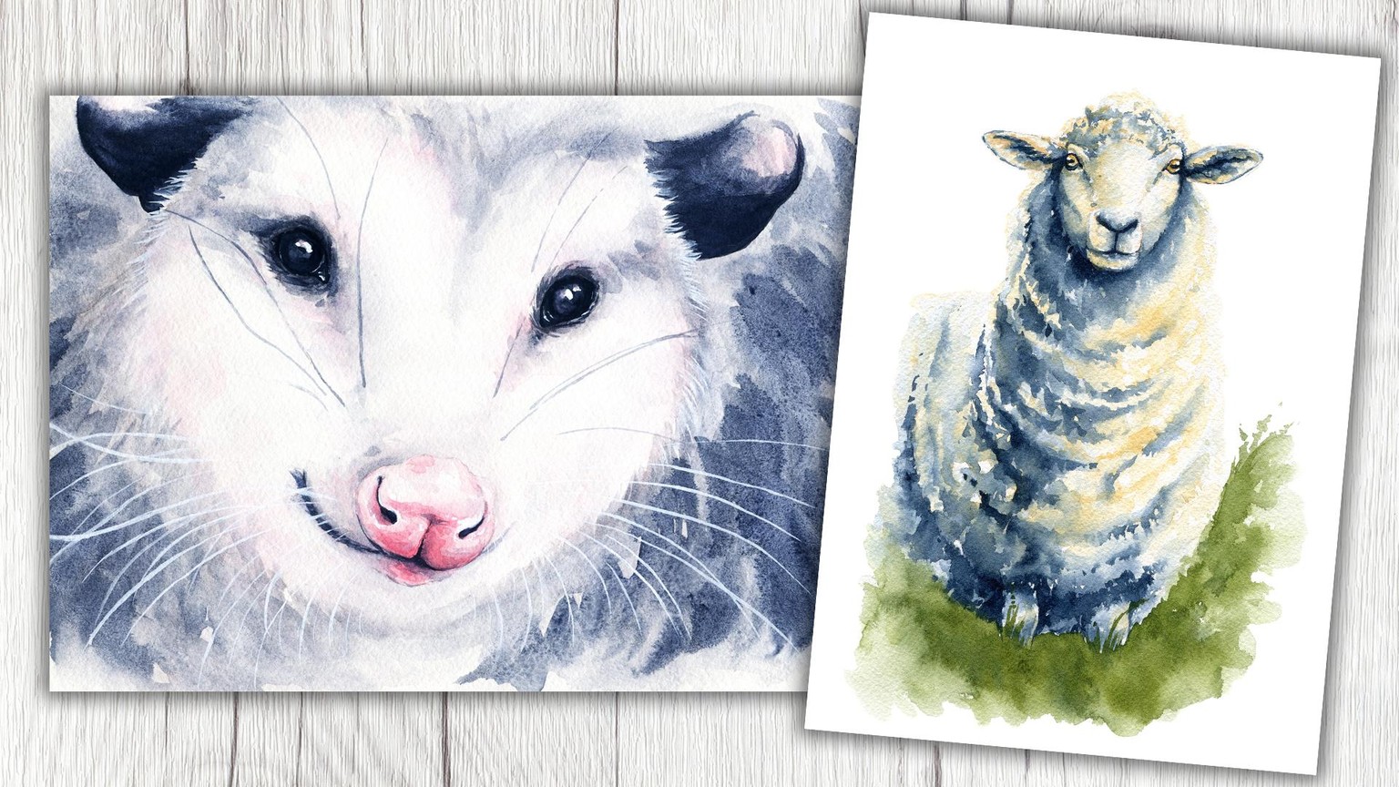 White Animals in Watercolor - image 7 - student project