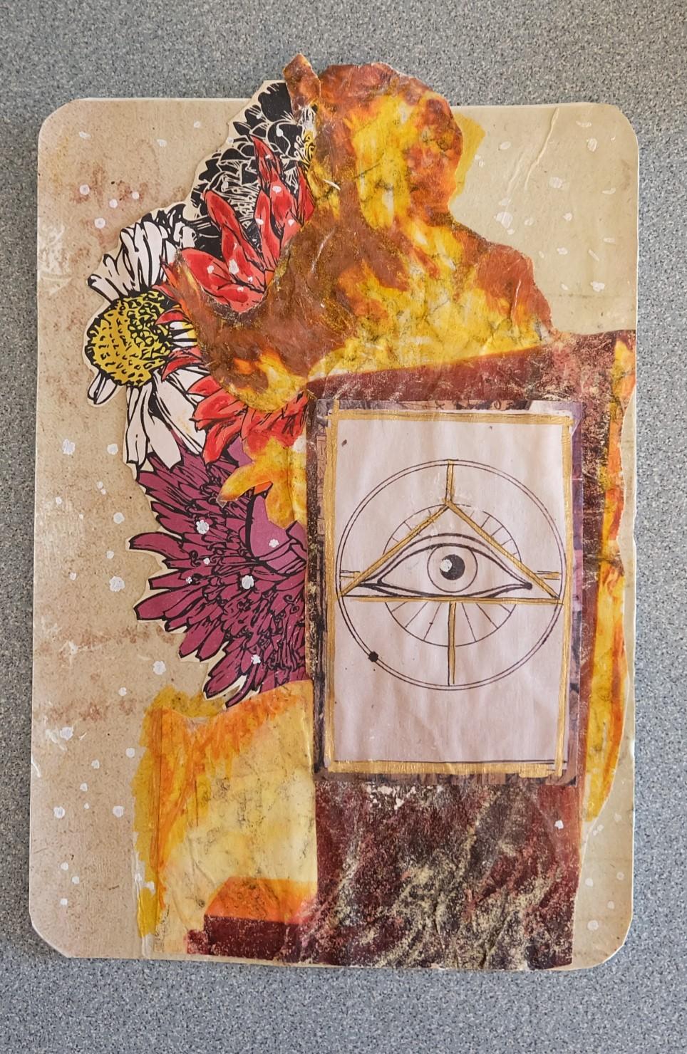 ATC using book pics, watercolour and ink sketching - image 1 - student project