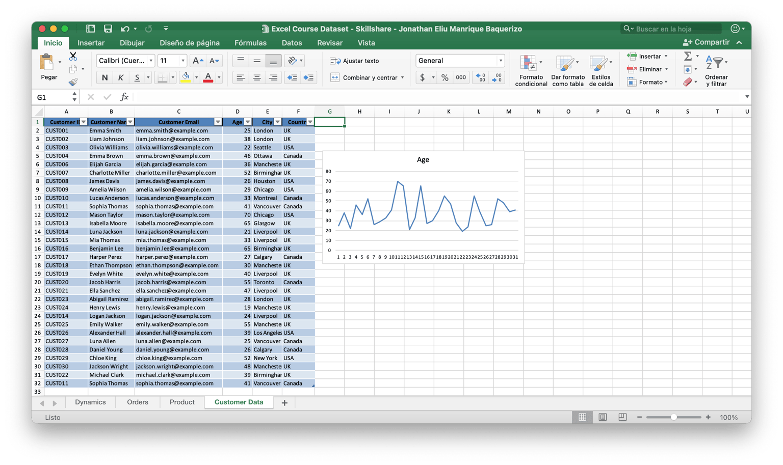 Excel Course Dataset - Skillshare - Jonathan Eliu Manrique Baquerizo - image 3 - student project