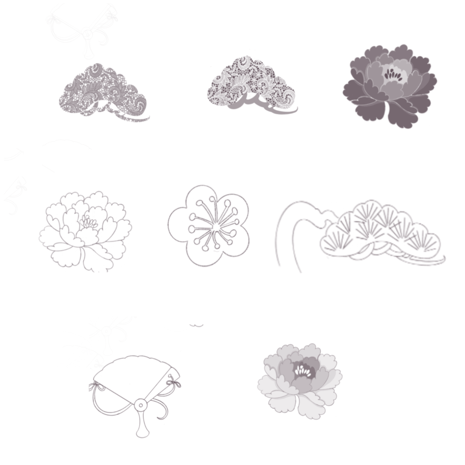 Kimono fabric inspired brushes - image 1 - student project