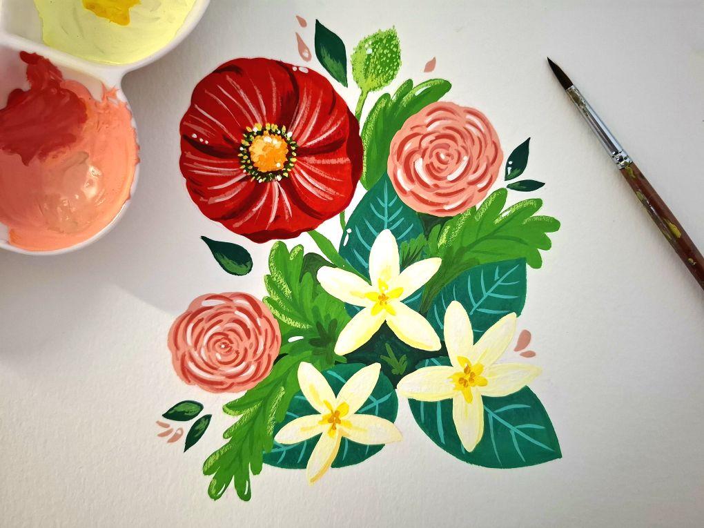 Painting flower in gouache - image 1 - student project