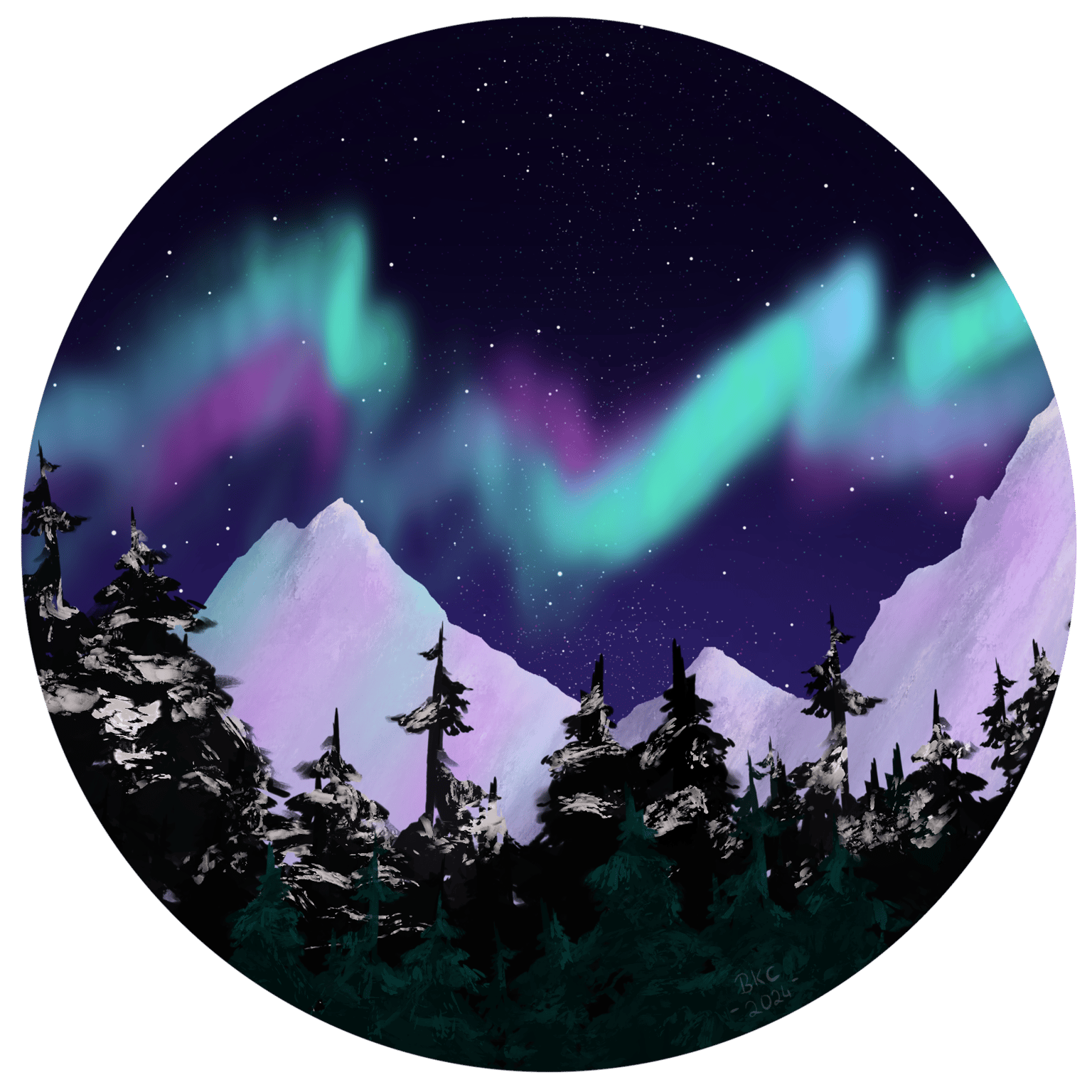 Snowy mountain painting - image 2 - student project