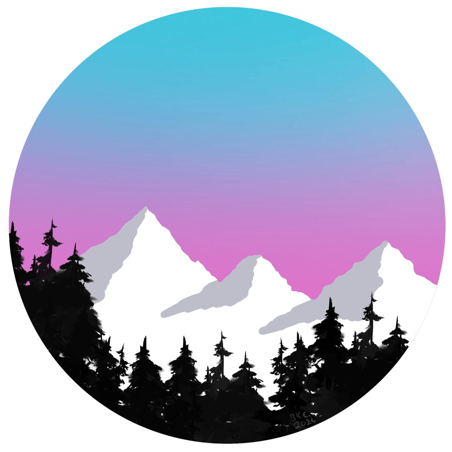 Snowy mountain painting - image 1 - student project