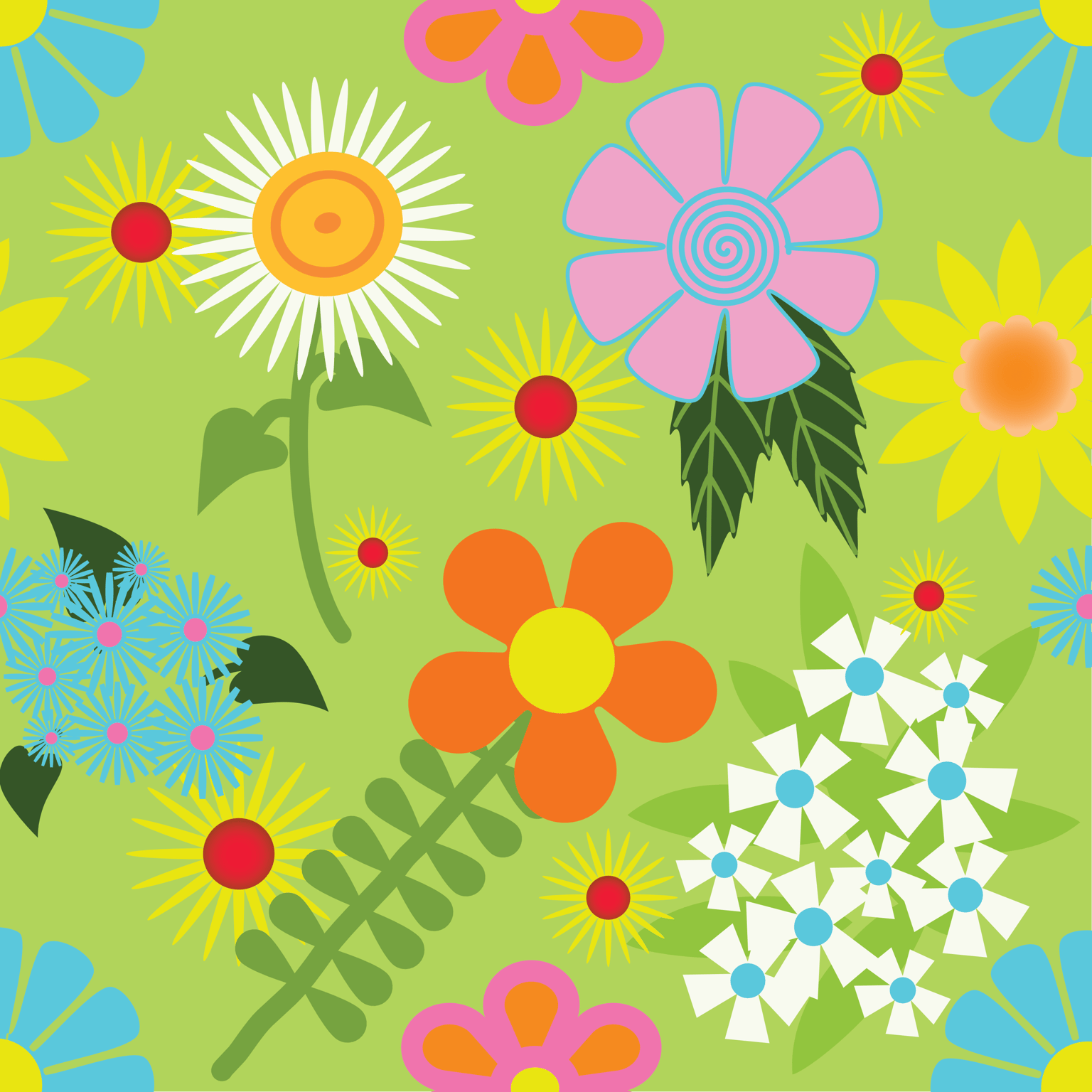 Repeating funky flowers - image 1 - student project