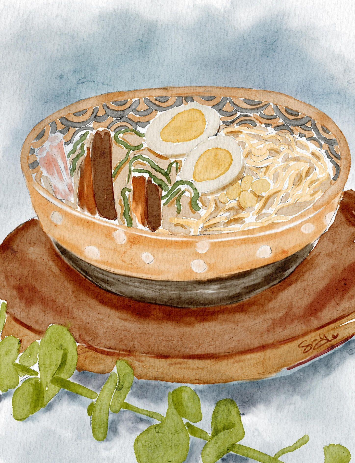Ramen Food Illustration - Watercolor in Procreate - image 1 - student project