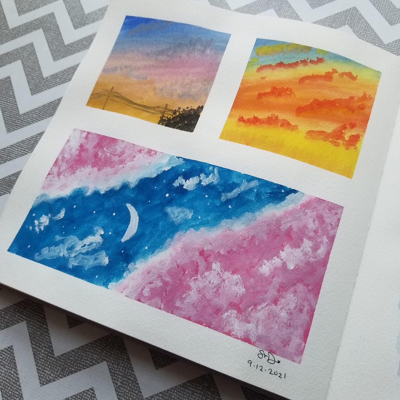 Painting Gouache Skies and Clouds - image 1 - student project