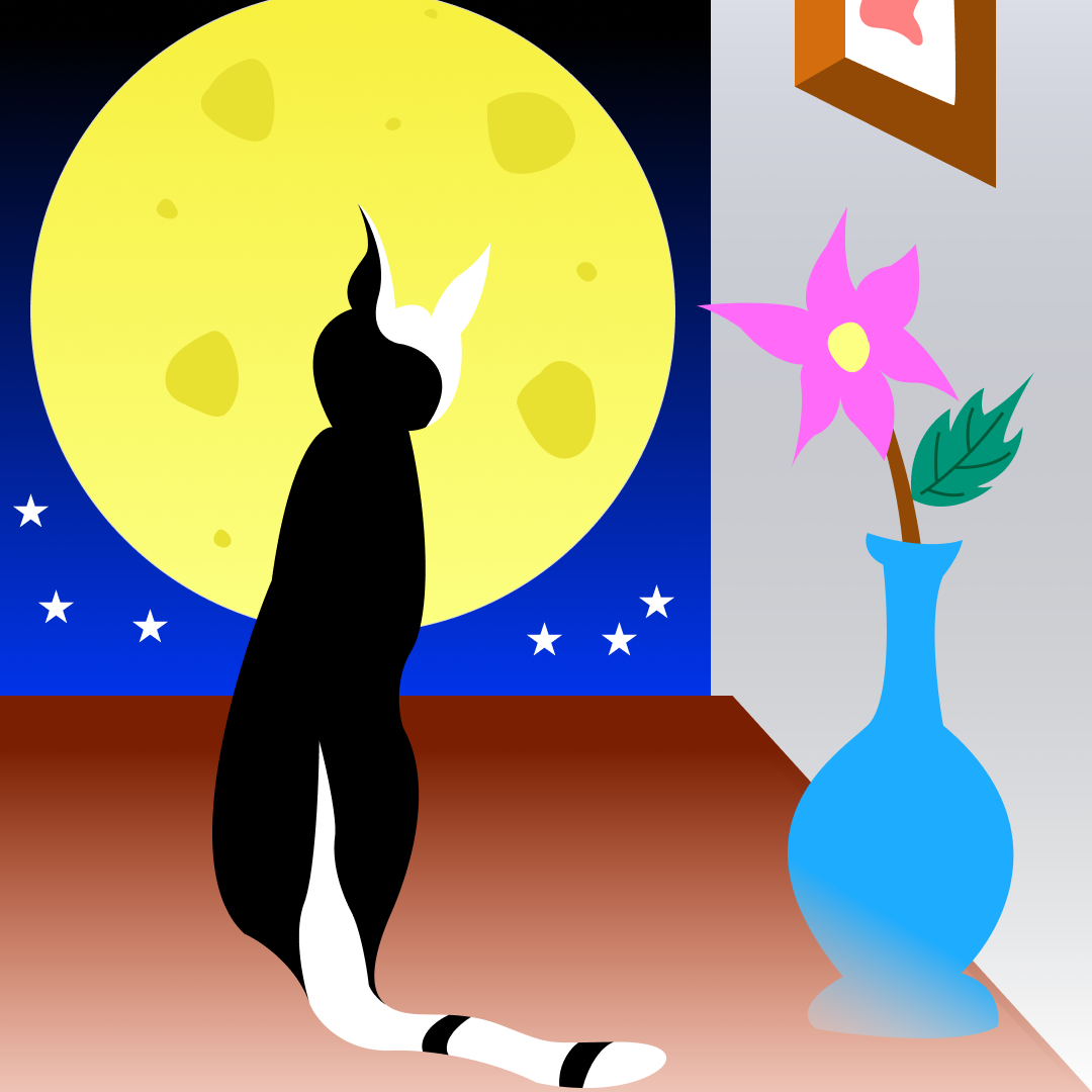 cat in the night illustration - image 1 - student project