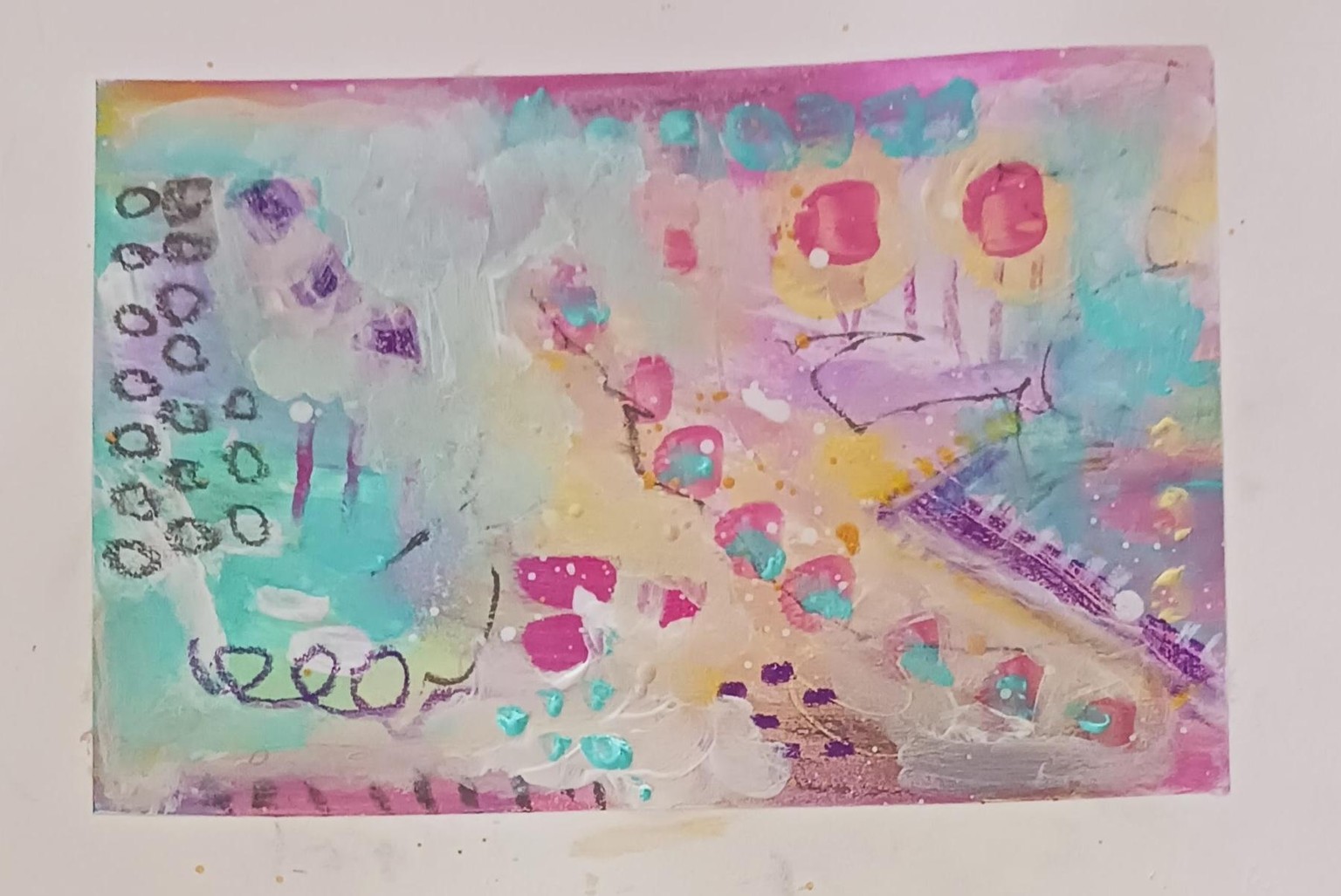 Mixed media abstract painting - image 1 - student project