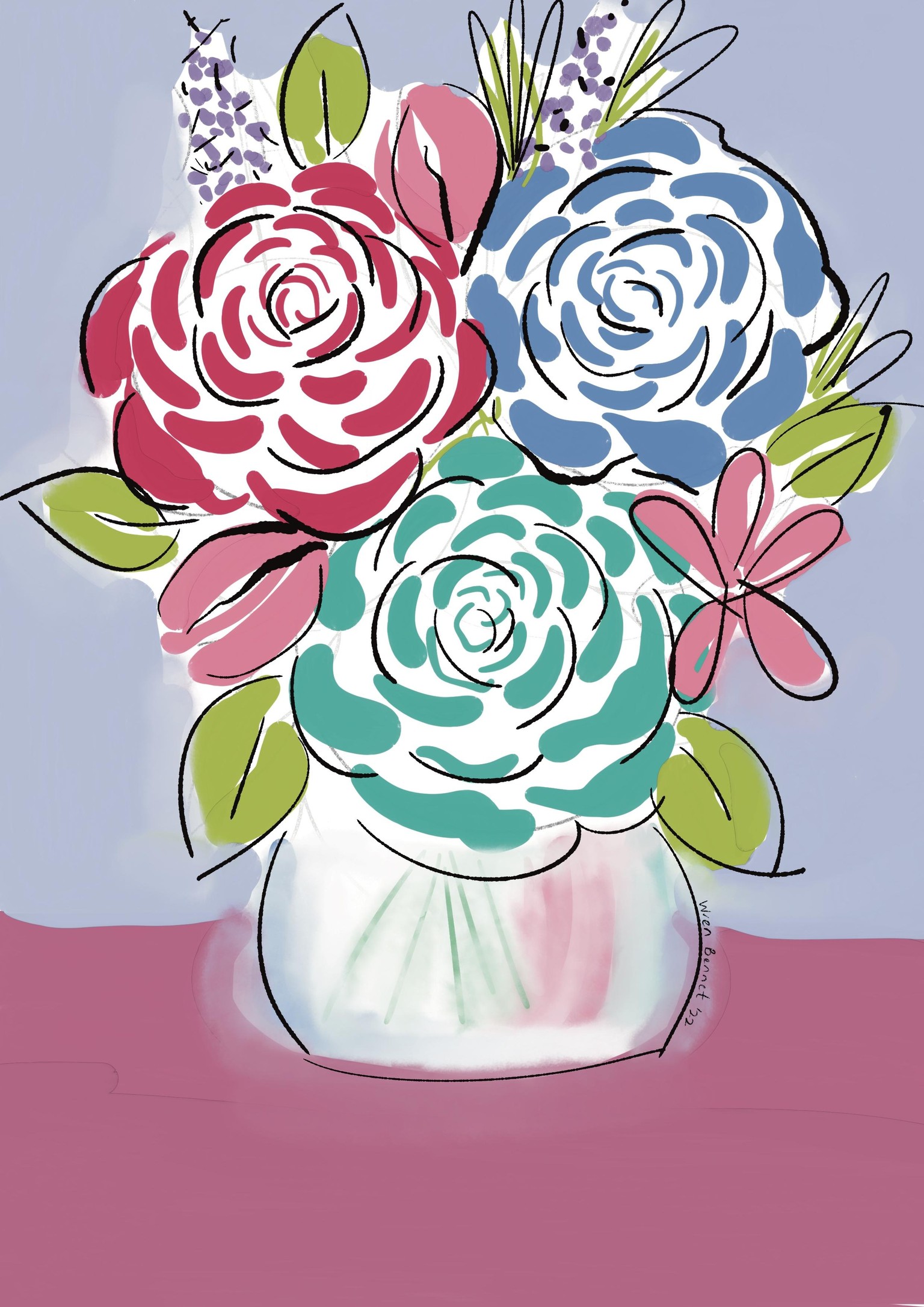 Whimsical gouache florals - image 1 - student project