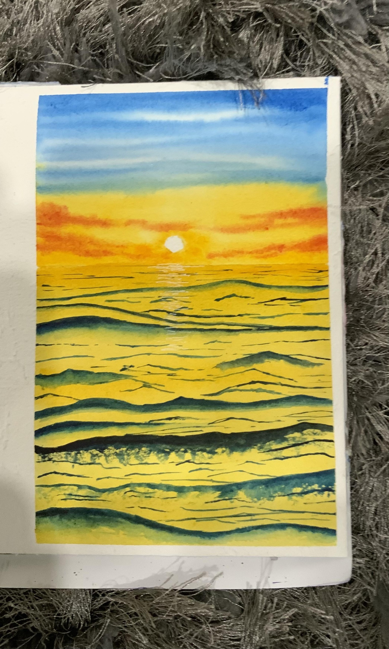 Watercolor sunset seascapes - image 1 - student project