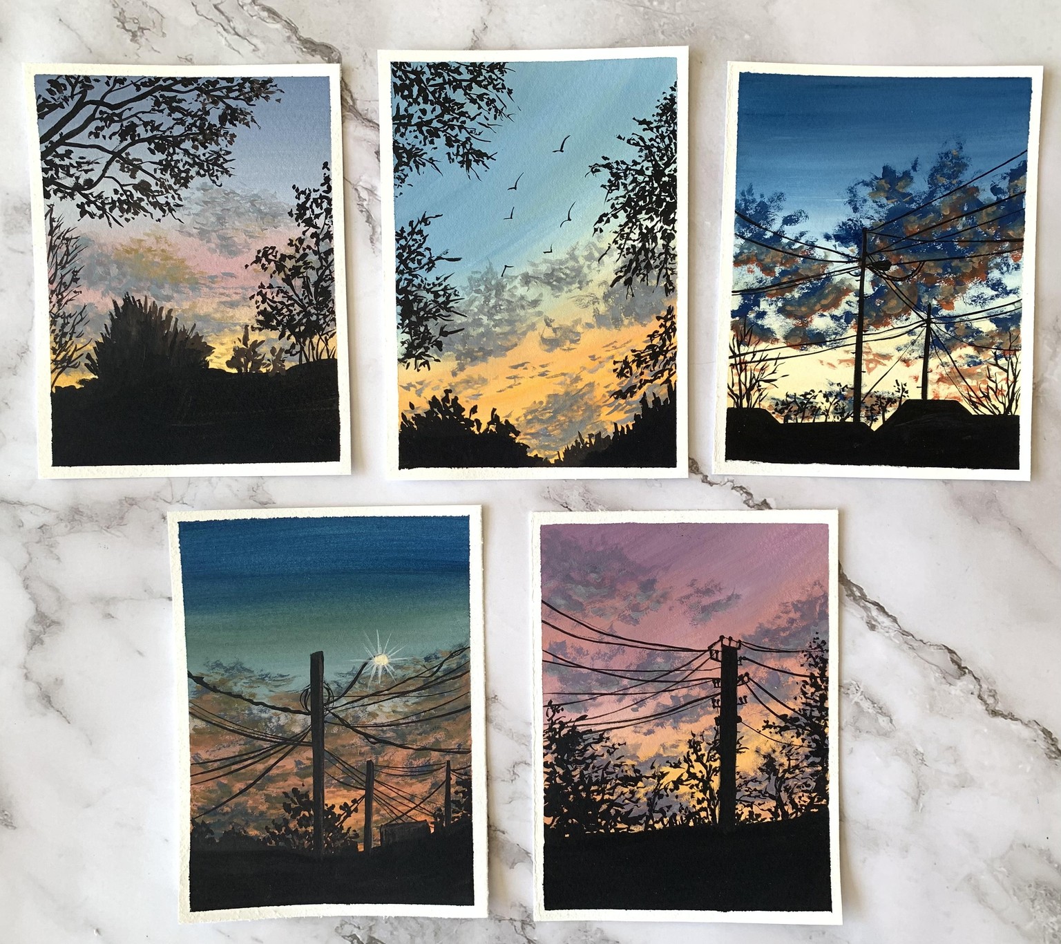 Dreamy silhouettes - Gouache - image 2 - student project