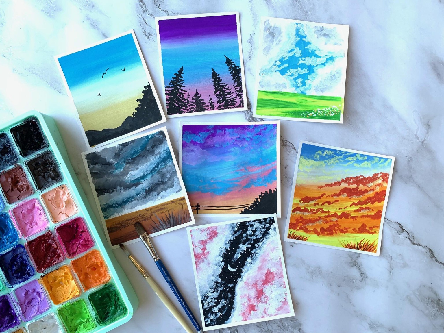 Gouache Skyscapes - image 1 - student project