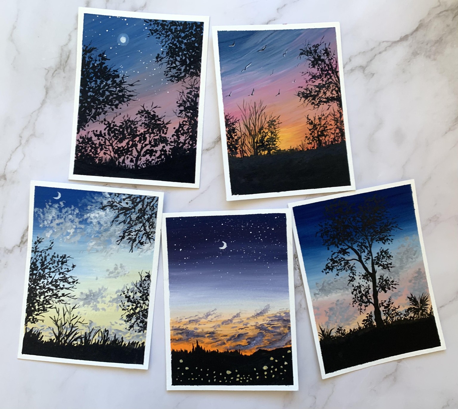 Dreamy silhouettes - Gouache - image 1 - student project