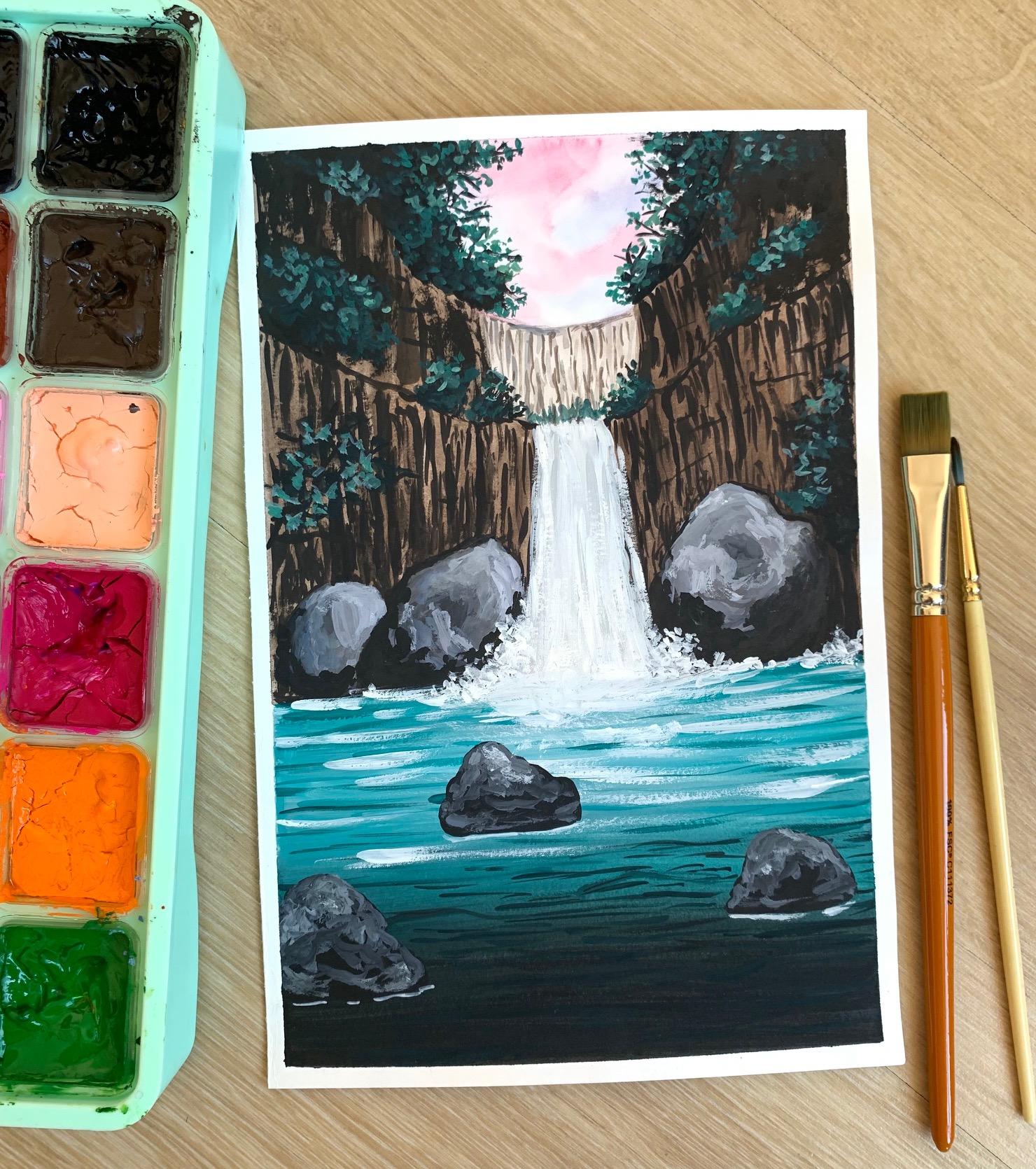 Waterfalls with Gouache - image 1 - student project