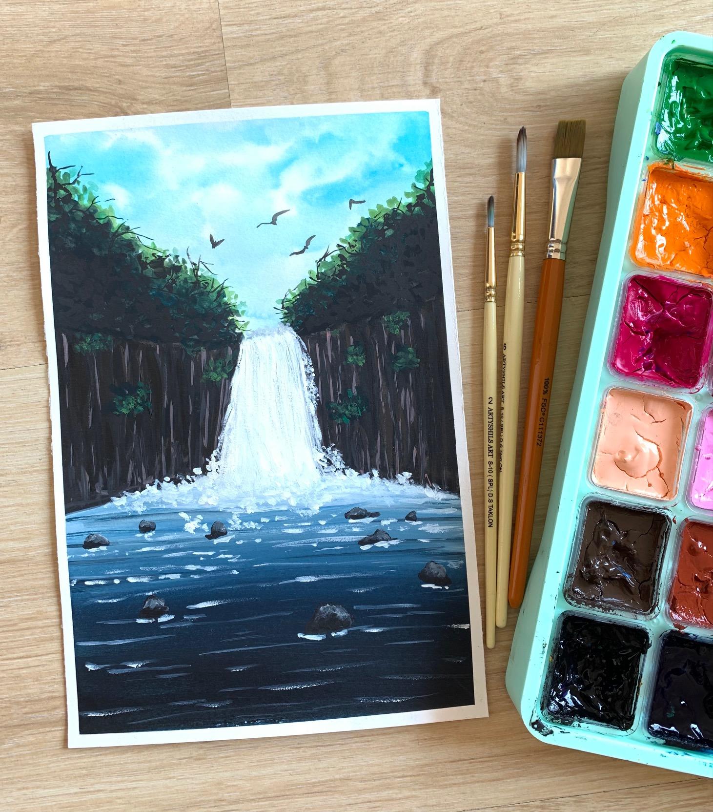 Waterfalls with Gouache - image 3 - student project