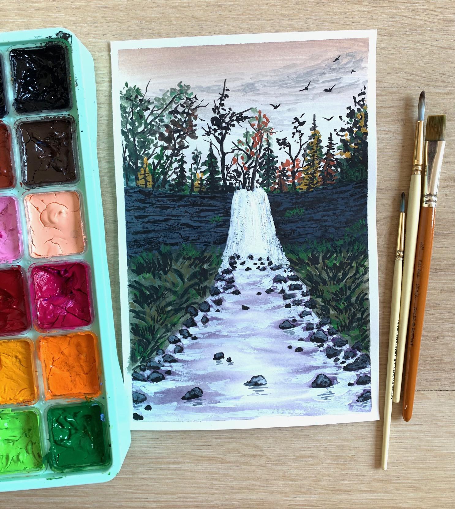 Waterfalls with Gouache - image 2 - student project