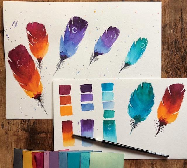 Watercolor Feathers - image 1 - student project