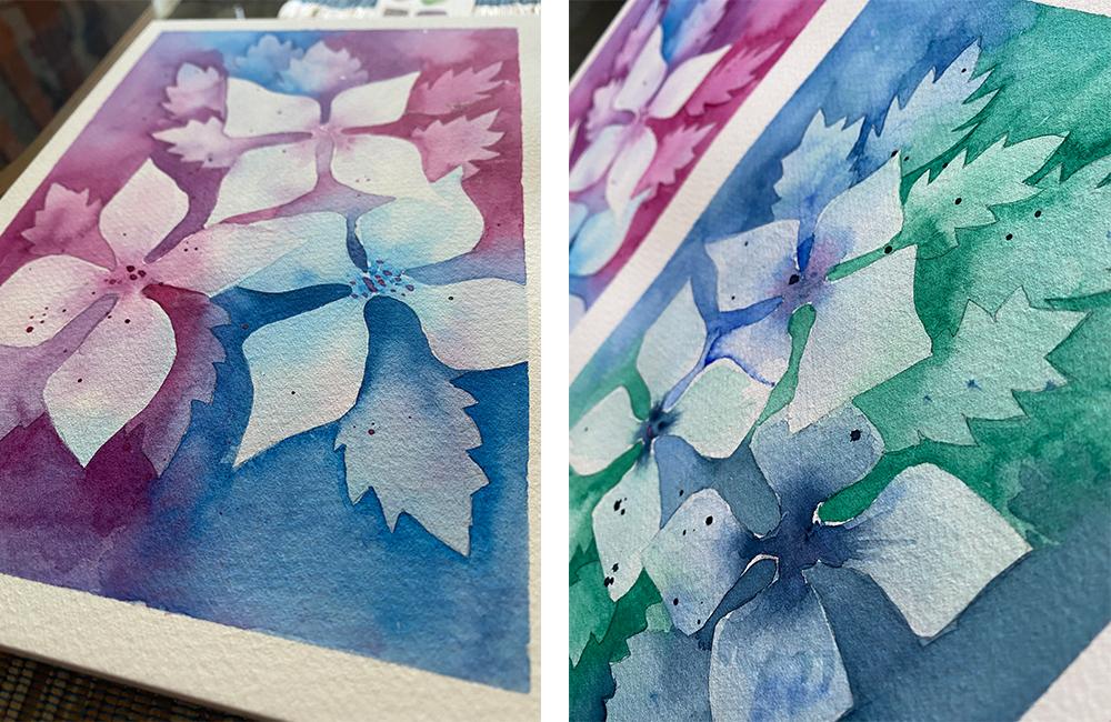 Dreamy Watercolor Florals - Negative Painting Technique - image 2 - student project