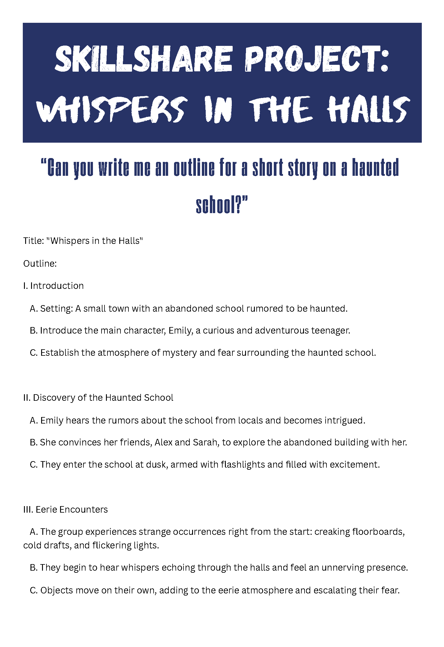 Outlining a short horror story - image 1 - student project