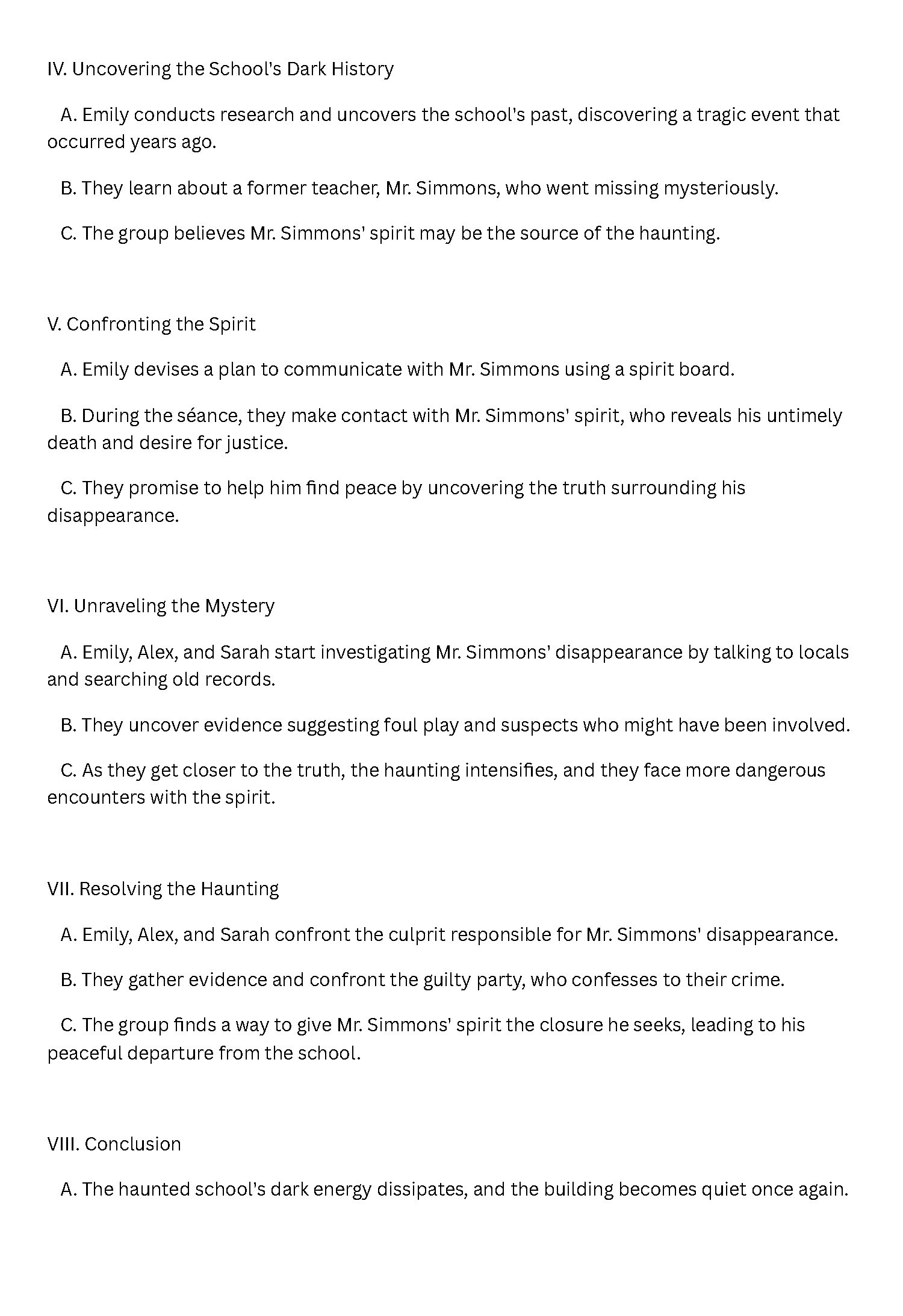 Outlining a short horror story - image 2 - student project