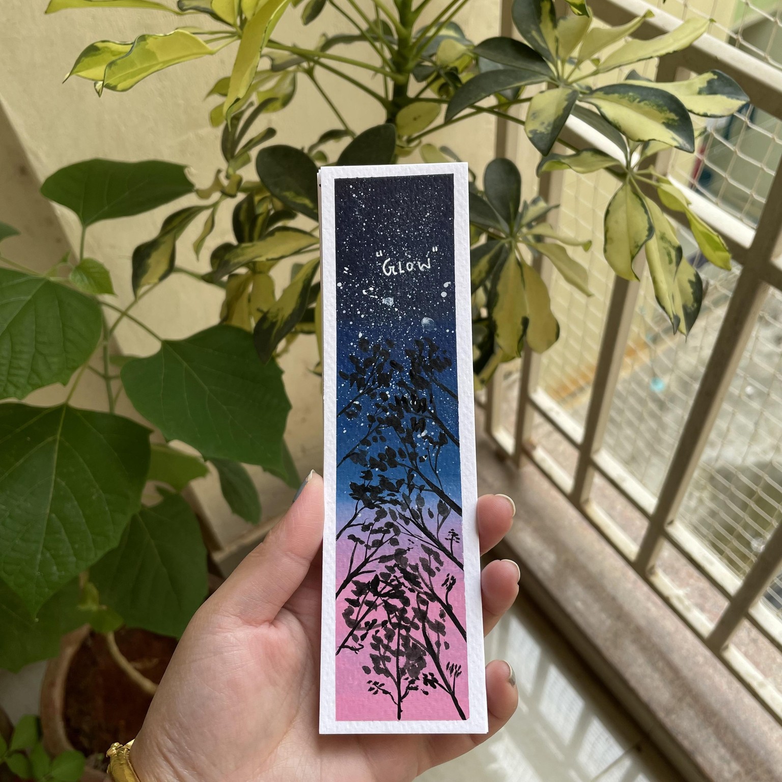 30 days acrylic painting - bookmark landscape in boho style - image 19 - student project