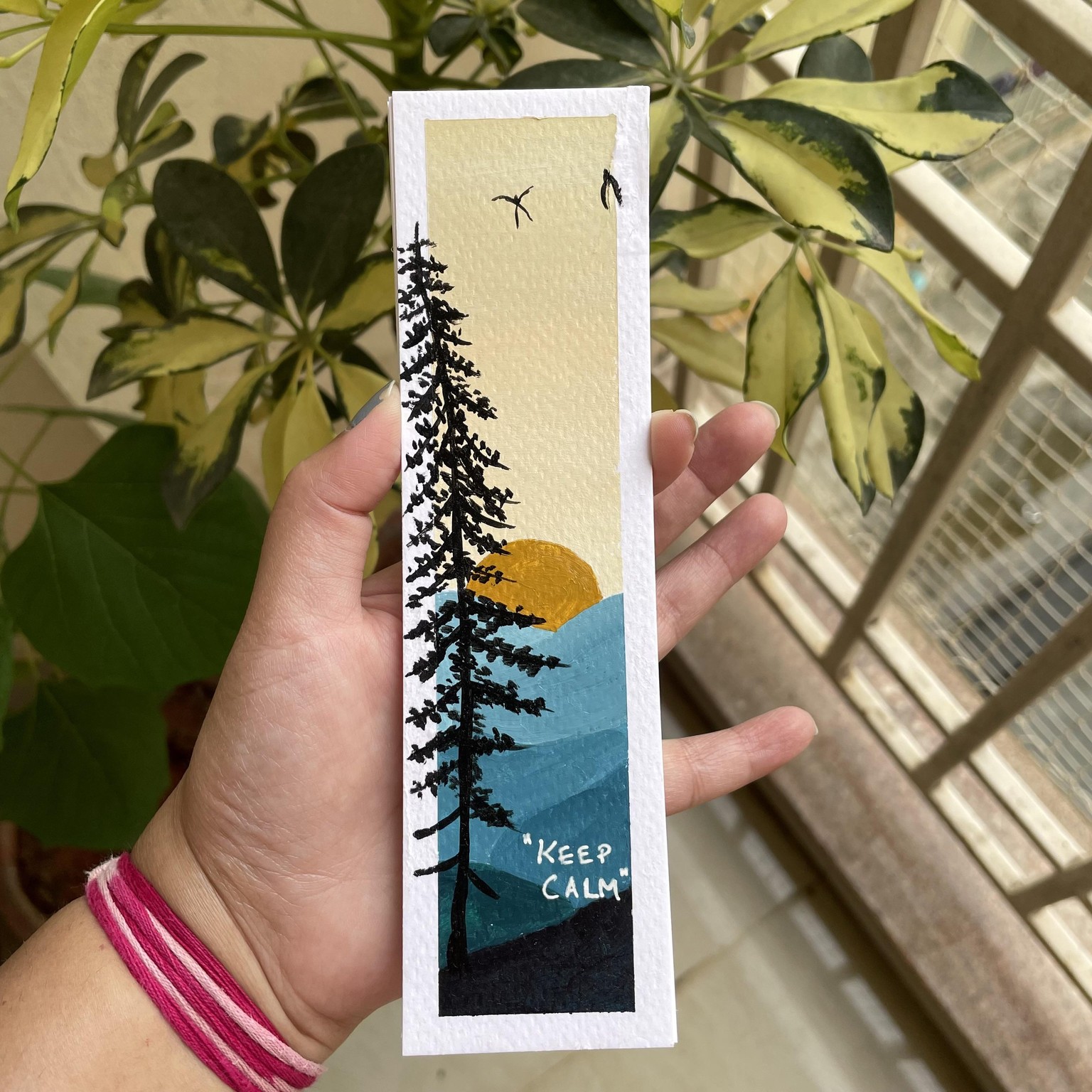 30 days acrylic painting - bookmark landscape in boho style - image 28 - student project