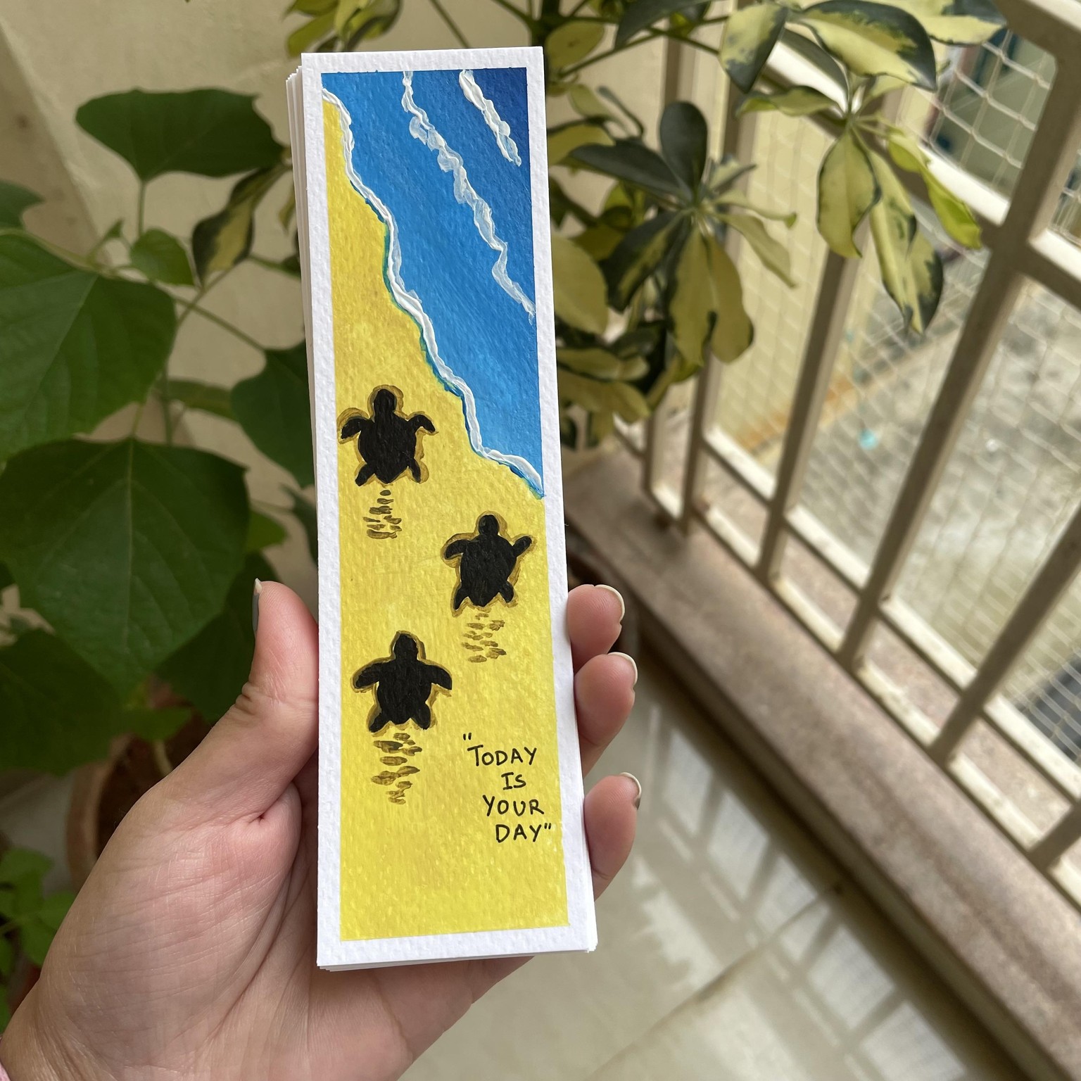 30 days acrylic painting - bookmark landscape in boho style - image 9 - student project