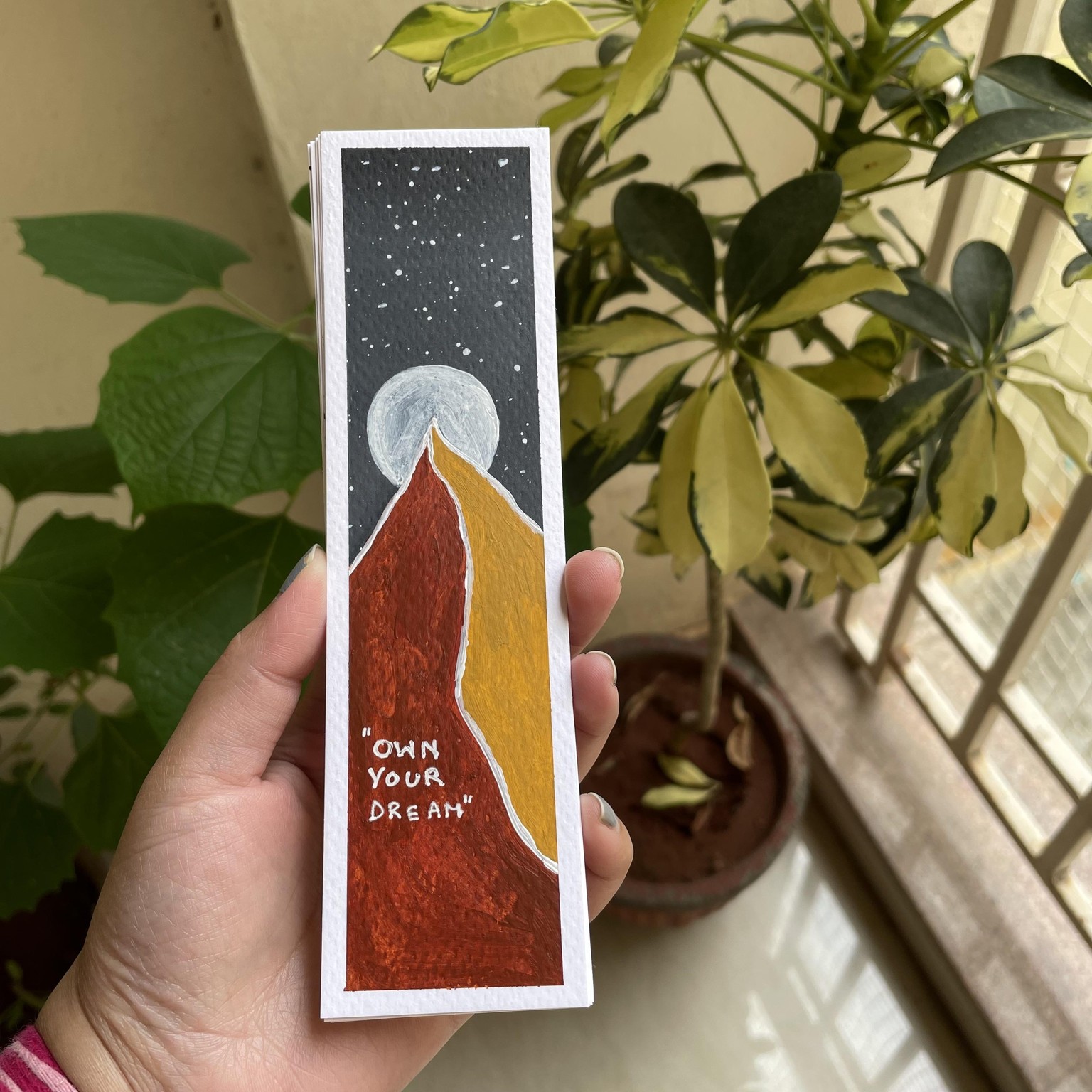 30 days acrylic painting - bookmark landscape in boho style - image 20 - student project