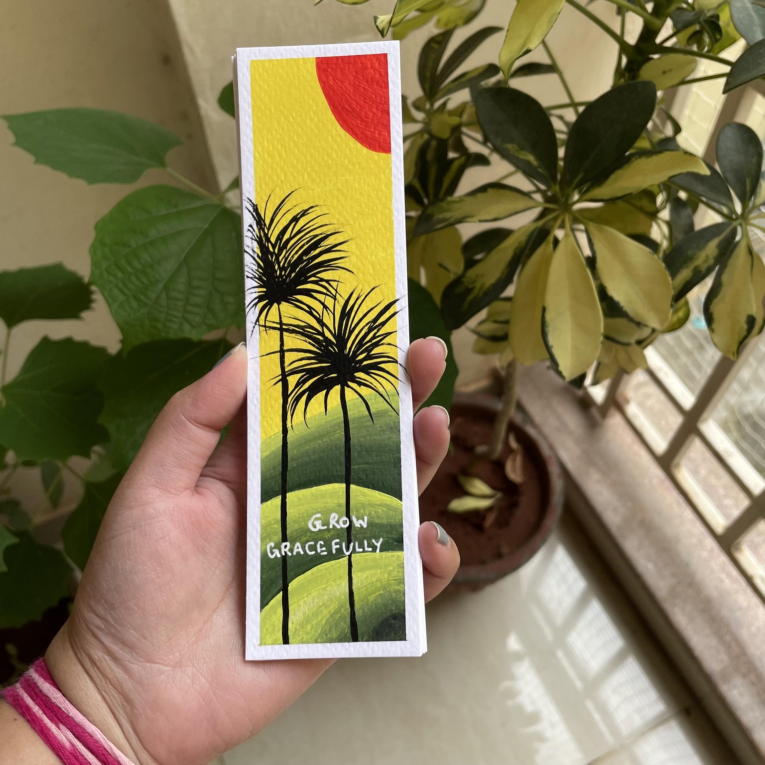 30 days acrylic painting - bookmark landscape in boho style - image 22 - student project